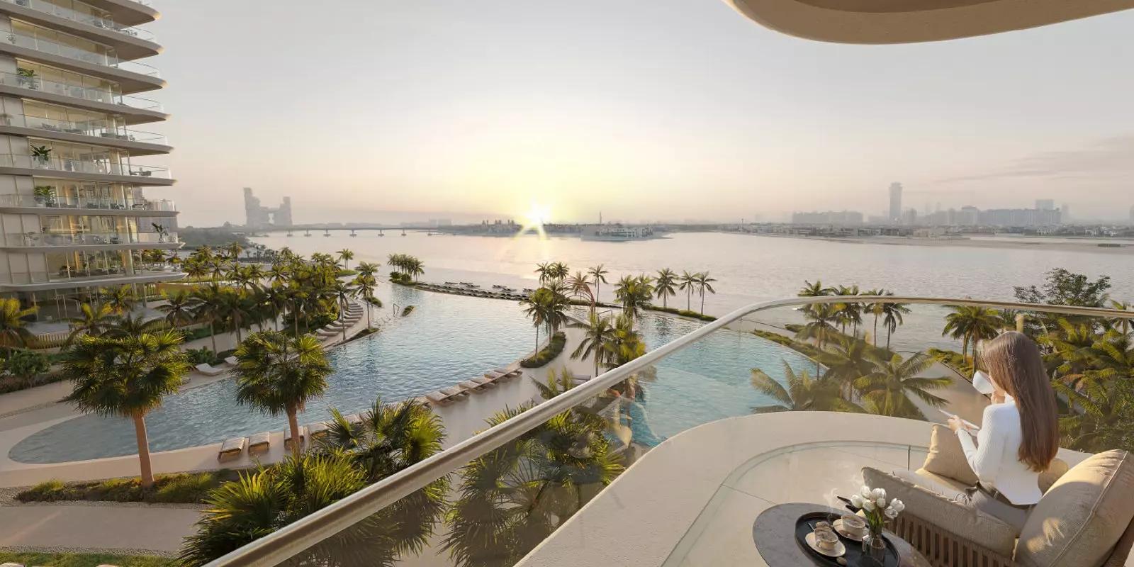 Serenia Living living area with landmark view, Palm Jumeirah, Dubai