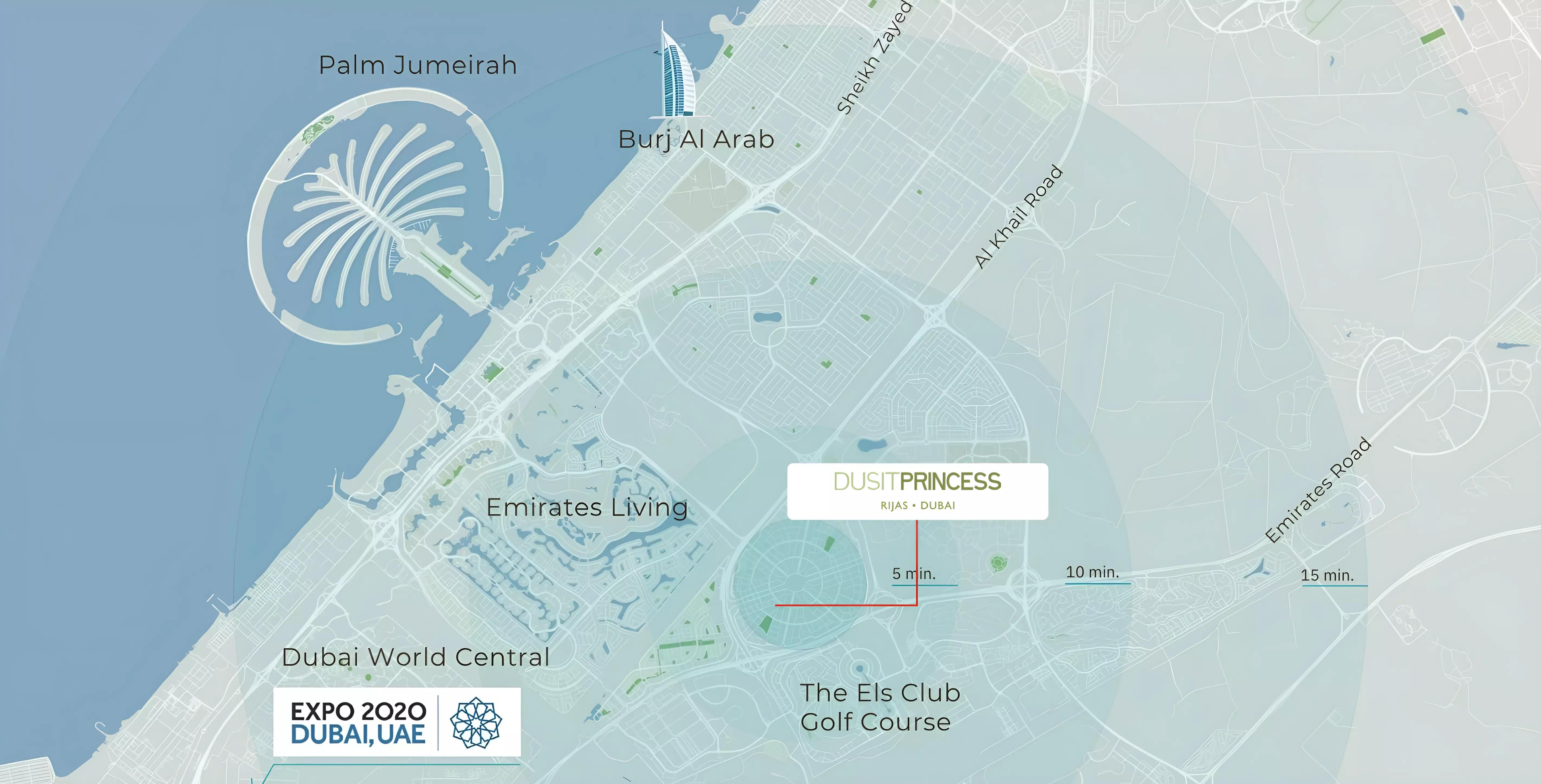 Master plan layout of Dusit Princess Rijas within District 18, JVC