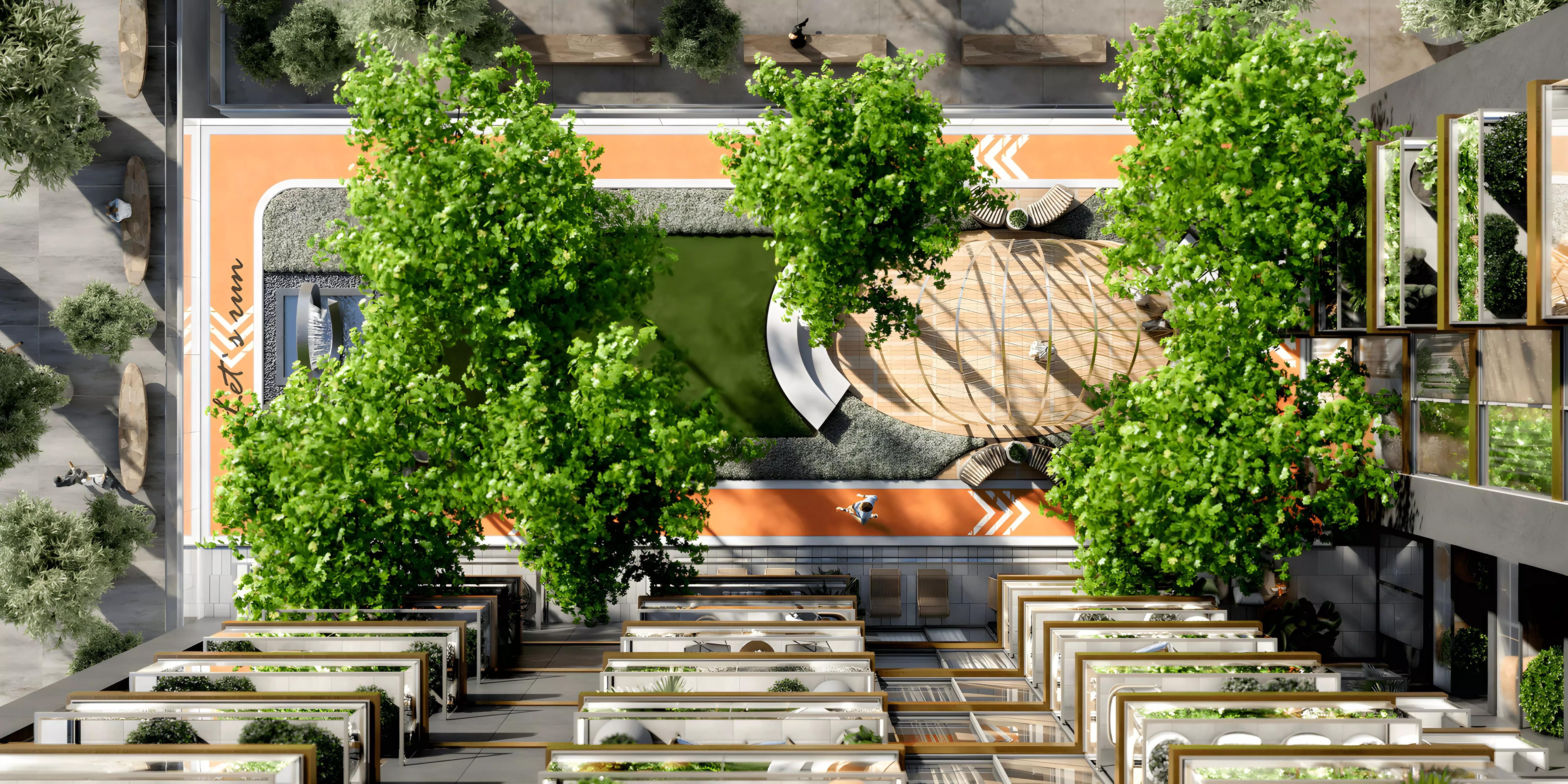 Shared swimming pool area at Rise Residence, Jumeirah Village Circle
