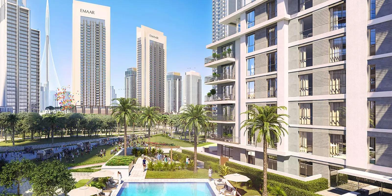 Island Park Phase 2 apartment interior living space, Dubai Creek Harbour