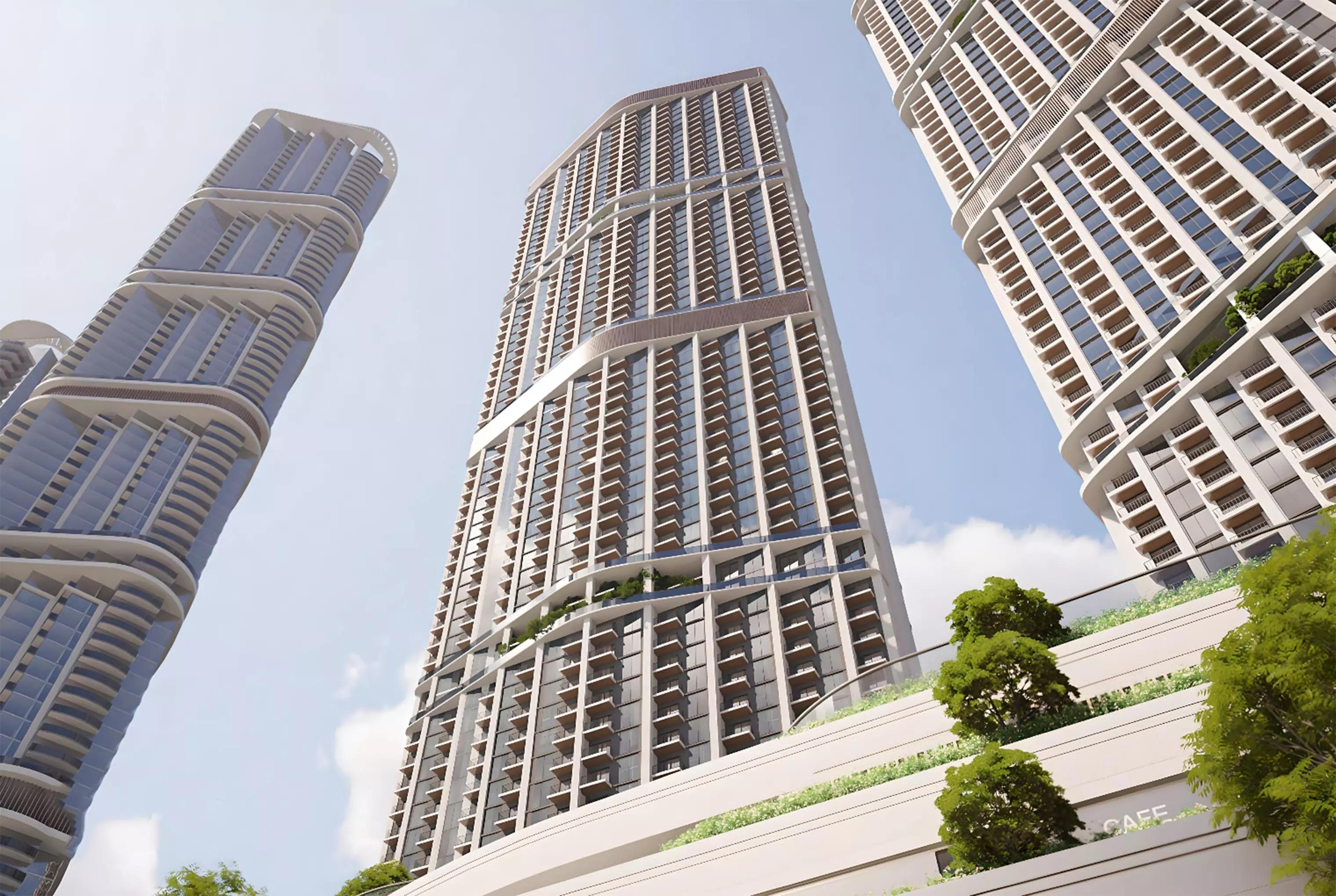310 Riverside Crescent exterior tower view, Sobha Hartland II, Dubai