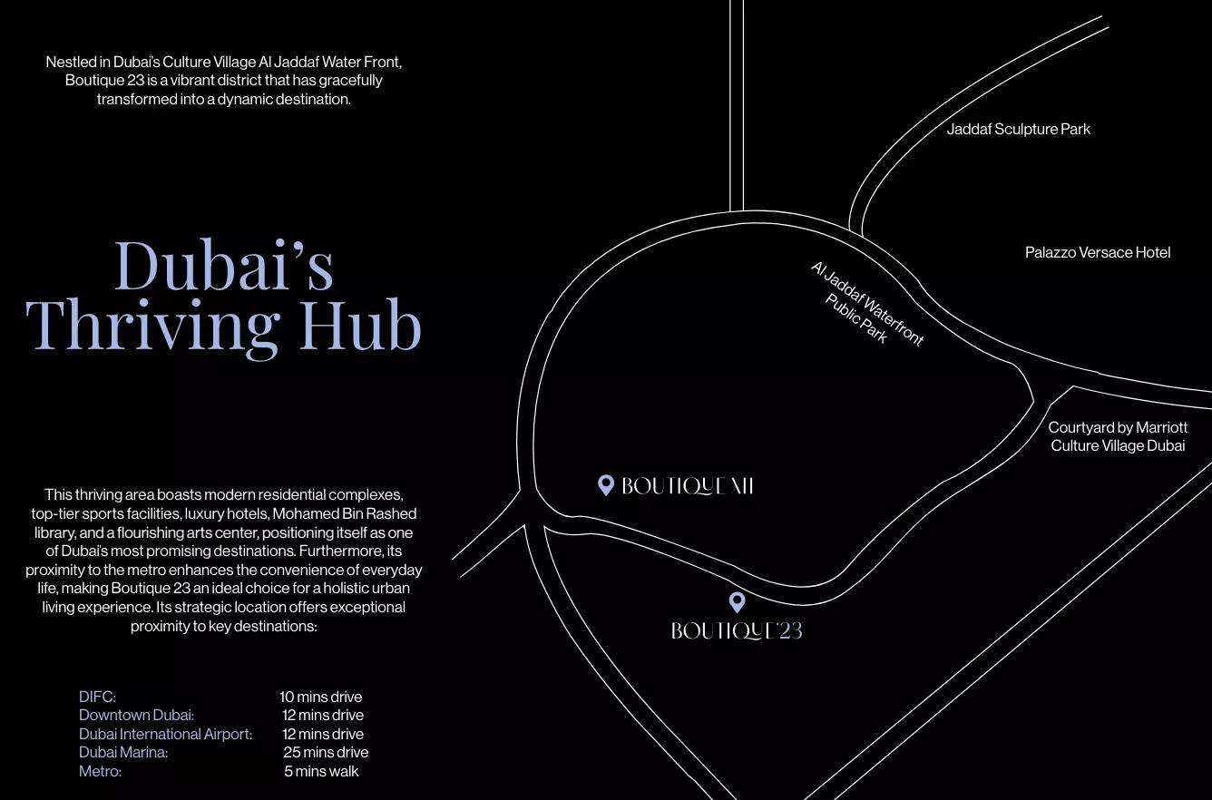 Master plan layout of Boutique 23 development, Al Jaddaf, Dubai