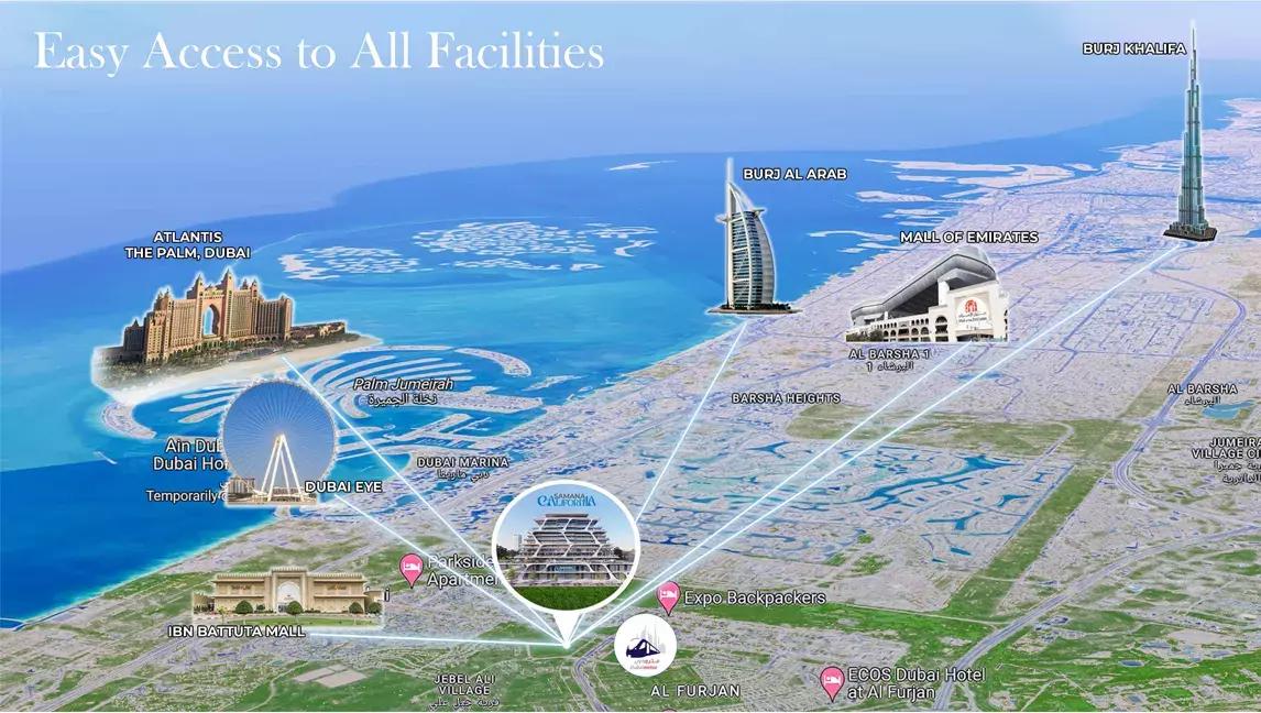 Samana California master plan layout, Al Furjan, Dubai
