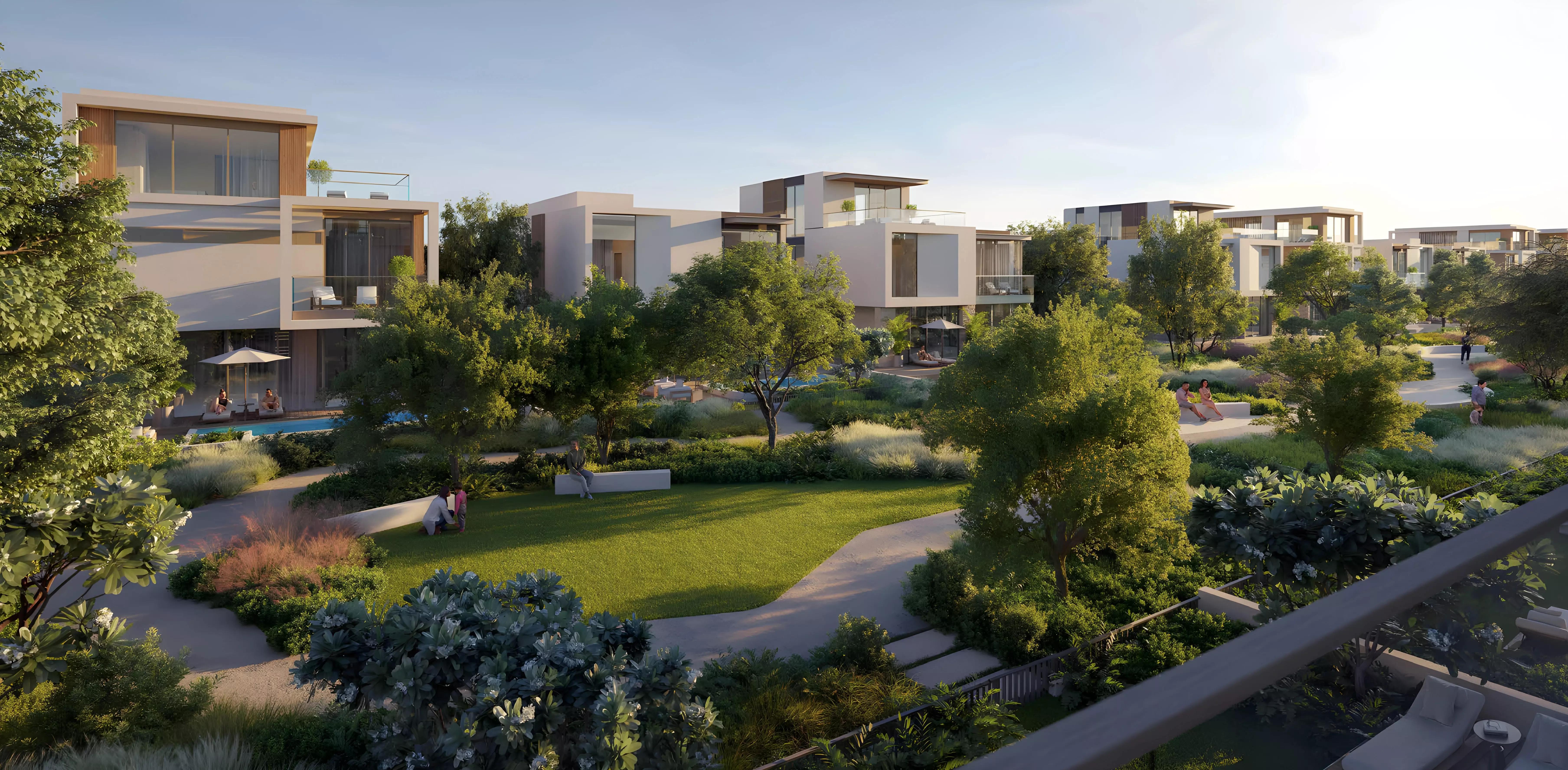The Acres Estates Phase 3 villa facade and driveway, Dubai Land
