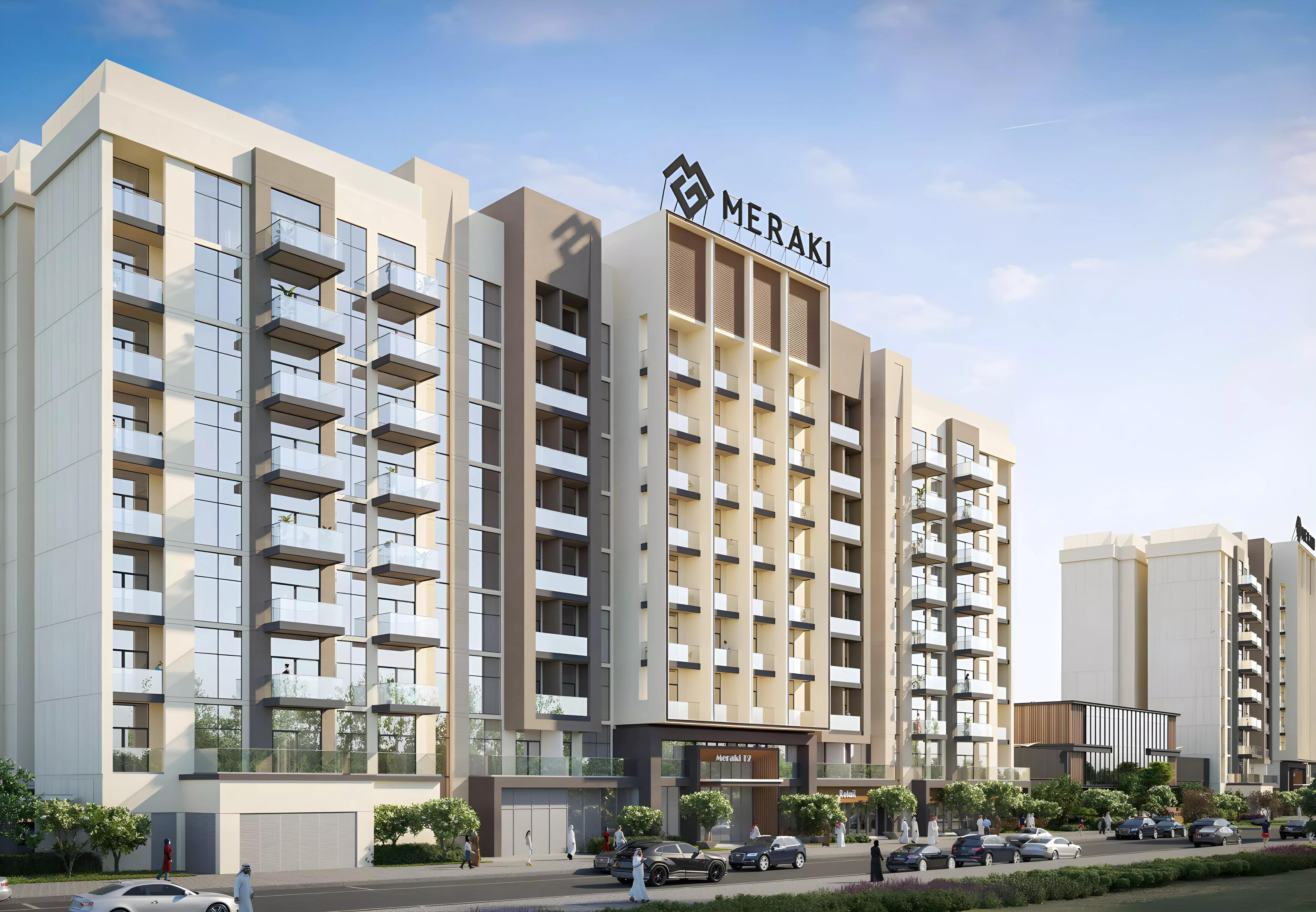 Landscaped garden area at The Haven residential building, Majan