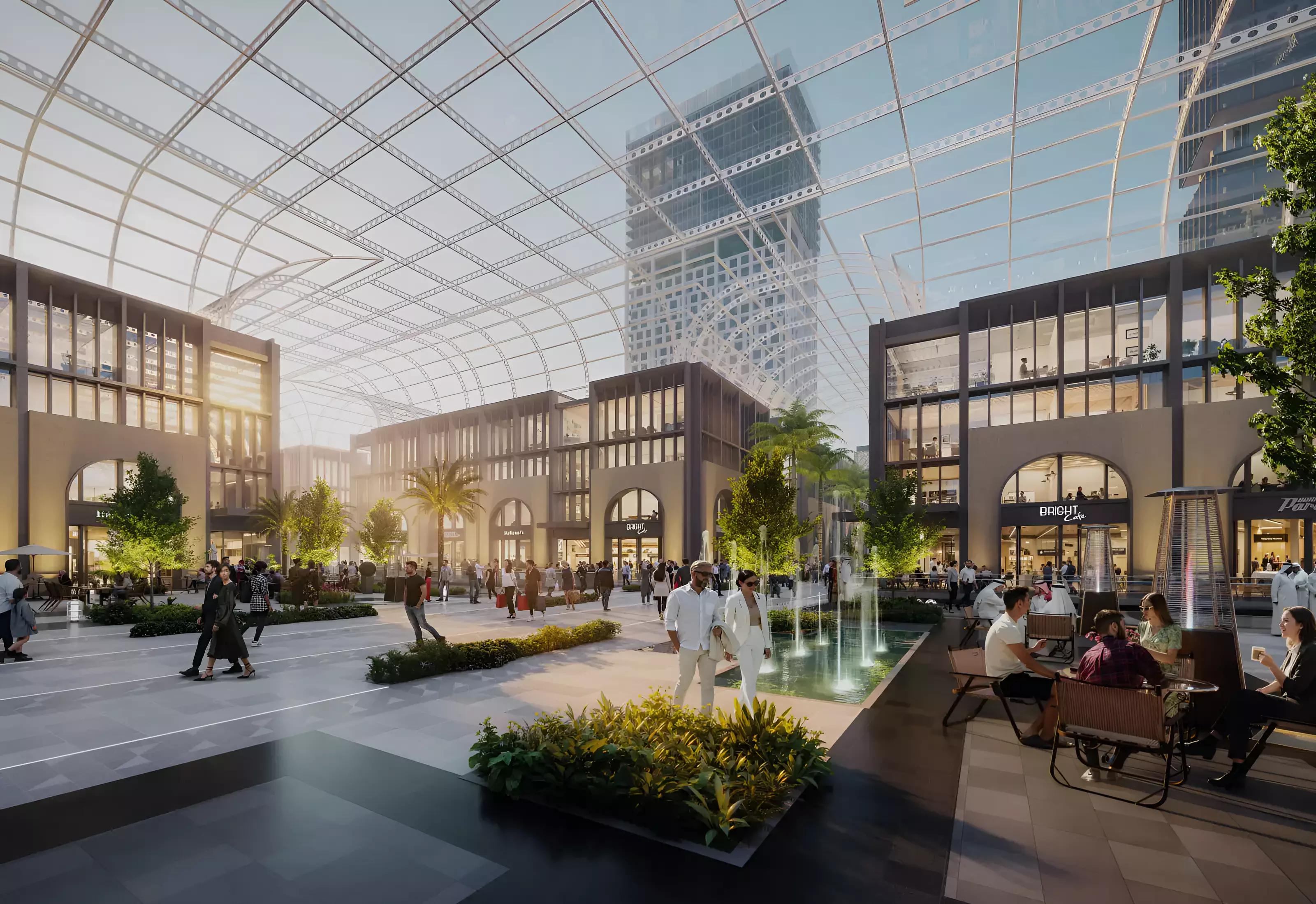 Landscaped garden area at Azizi Milan 51, Dubai