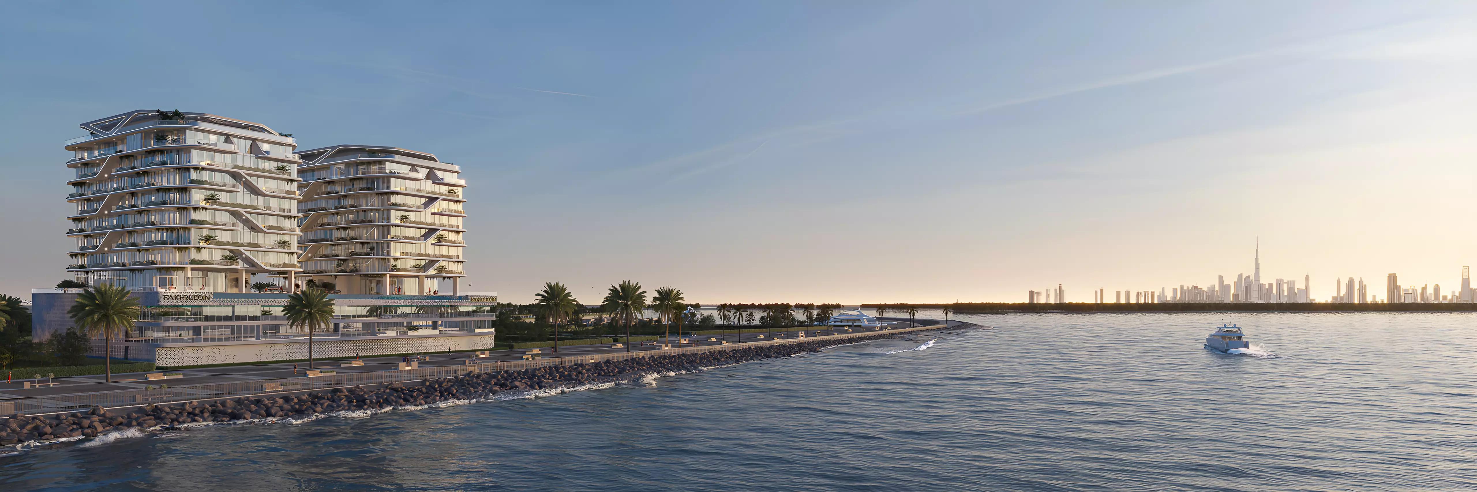 Hatimi Residences building facade and entrance, Dubai Islands