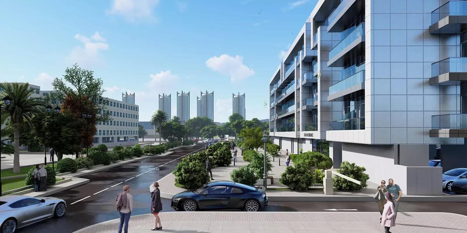 Celia Residence facade view, Dubai Studio City