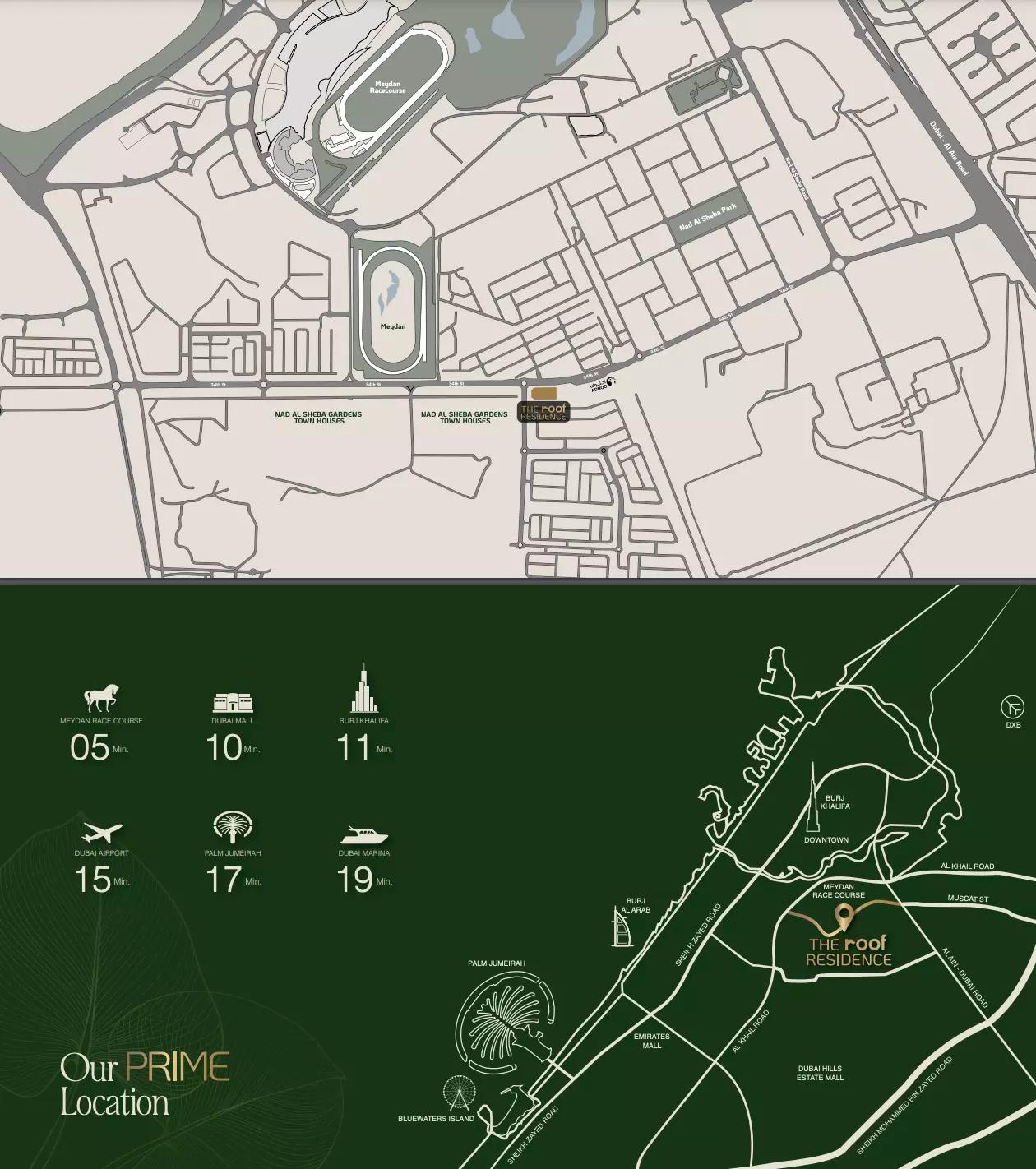 Master plan of The Roof Residence within Nad Al Sheba Gardens