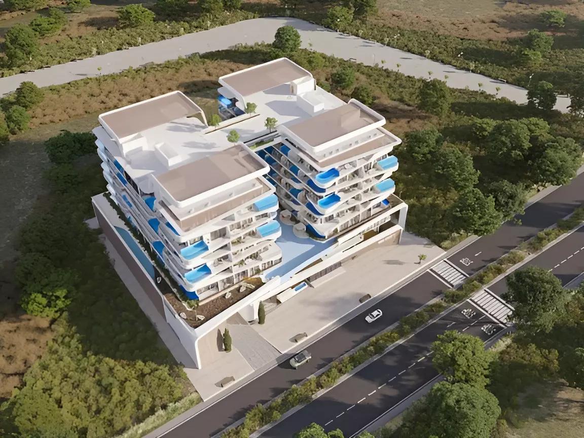 Samana Ocean Pearls Phase 2 building elevation at dusk, Dubai Islands