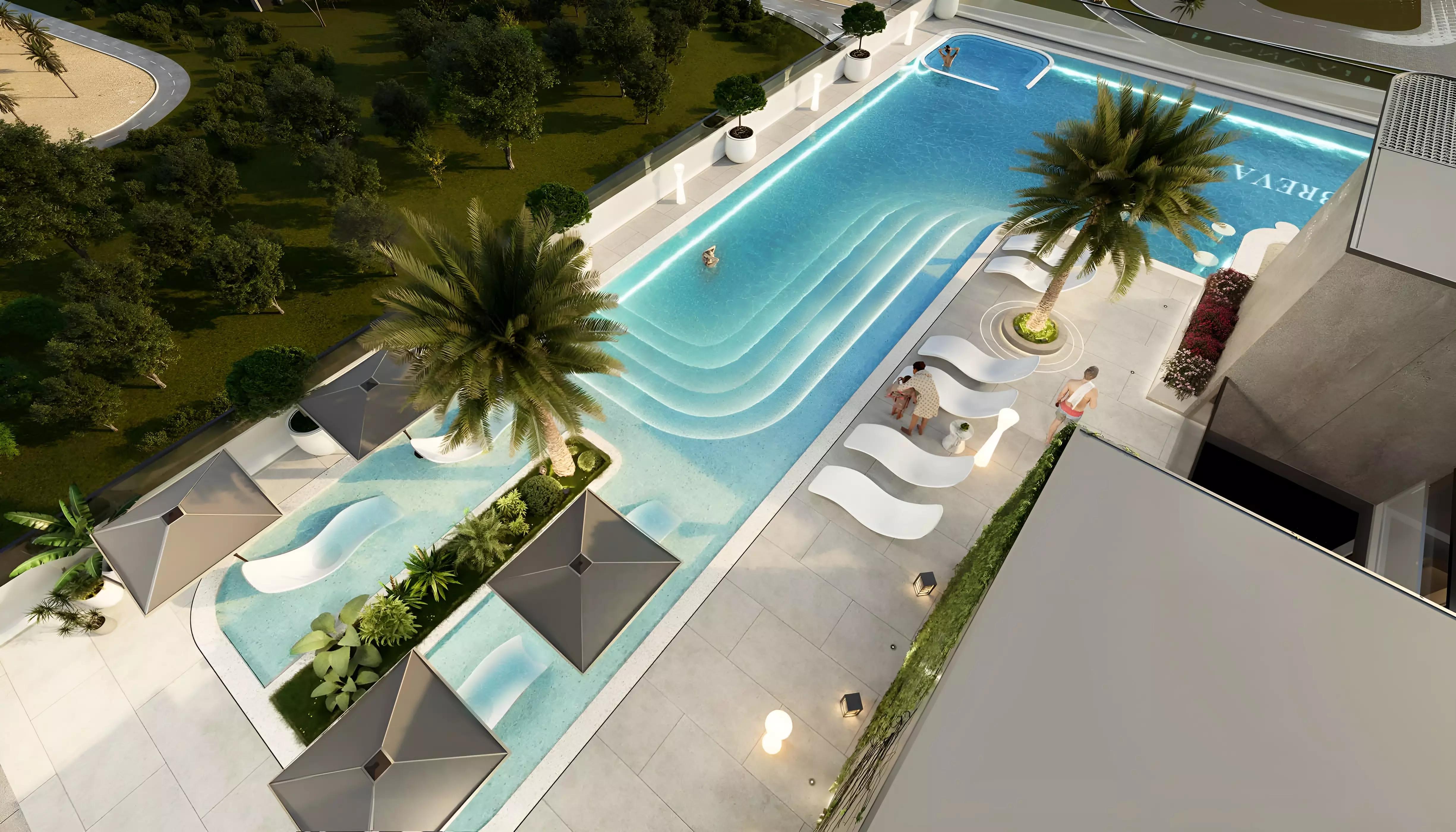 Breva landscaped garden and podium area, Dubai Islands