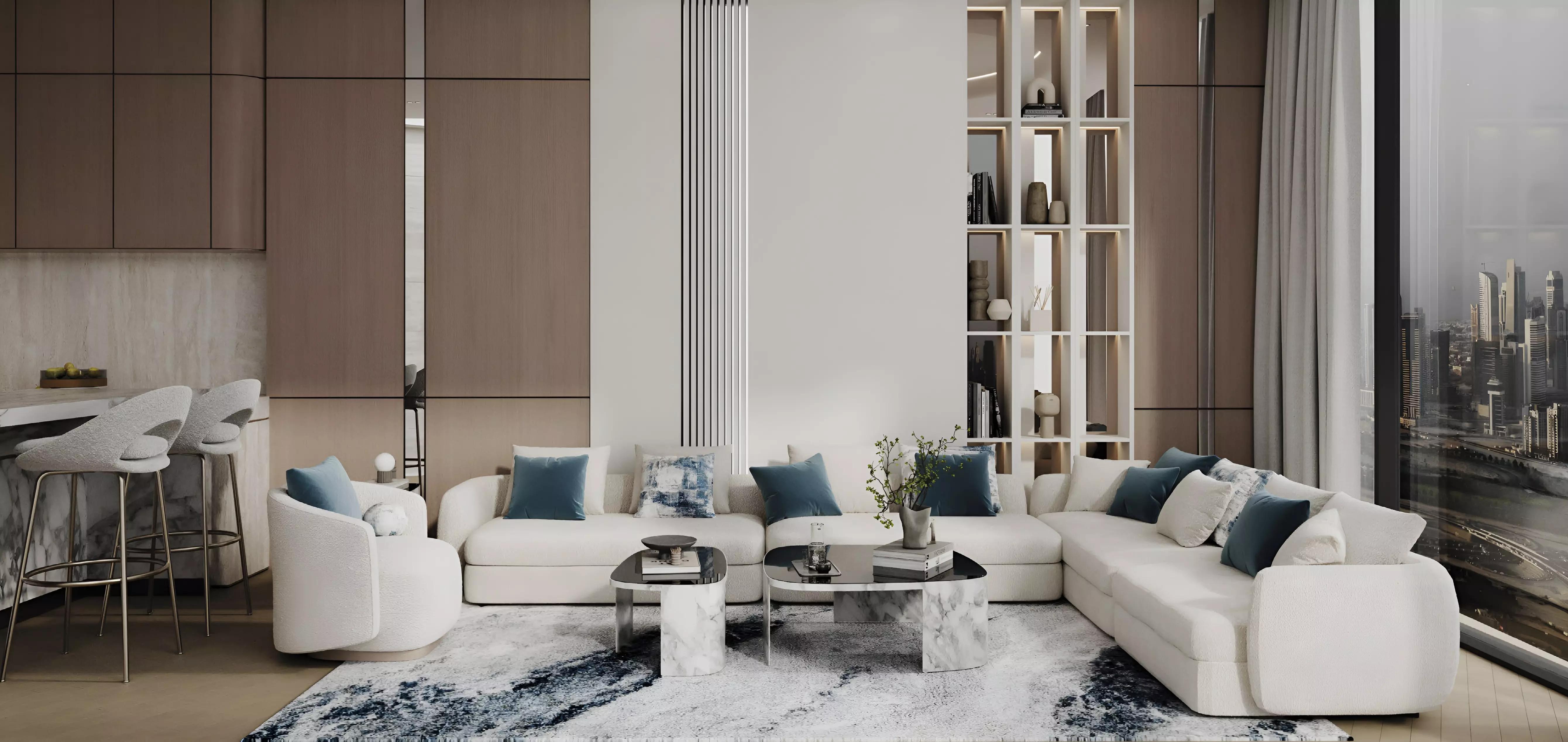 Binghatti Circle apartment interior living space, Dubai