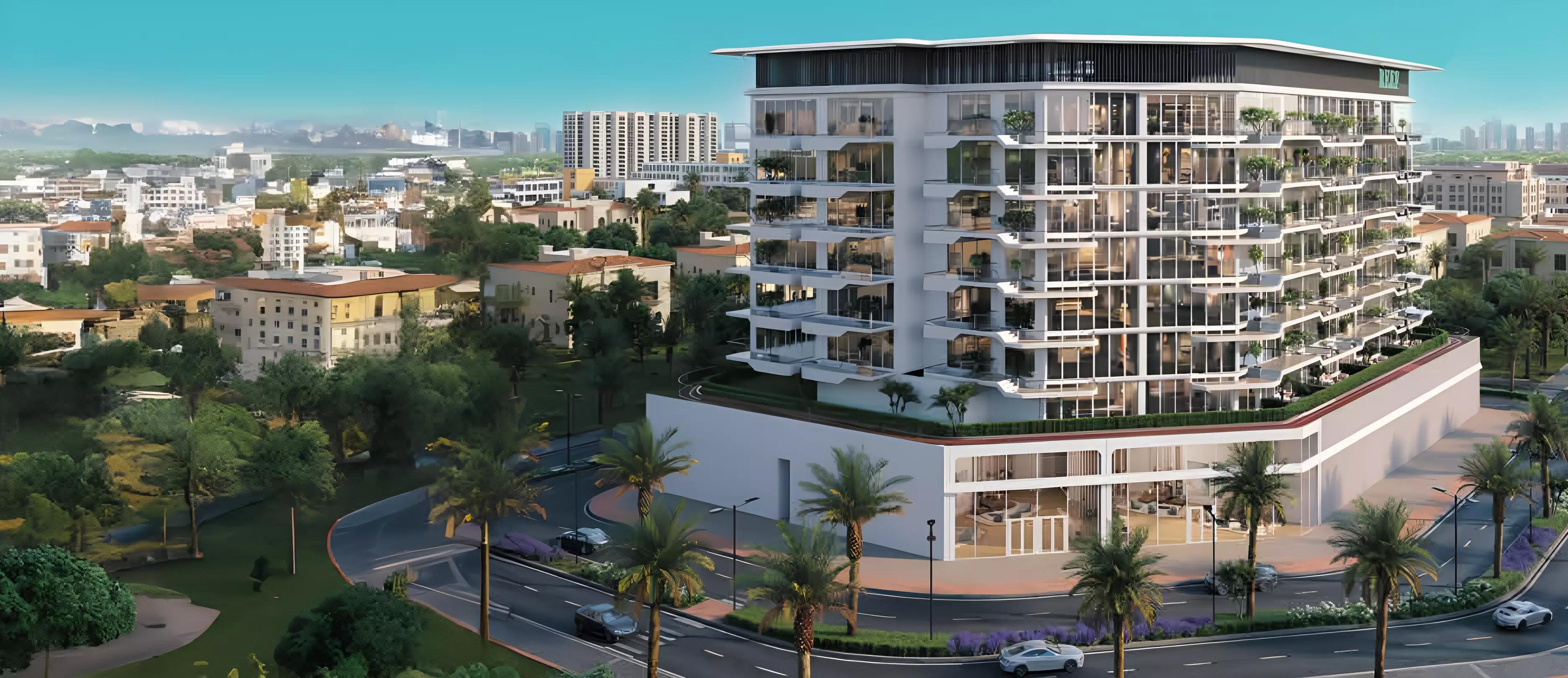 REFF 1000 residential facade and landscaping, Dubai Land Residence Complex, Dubai