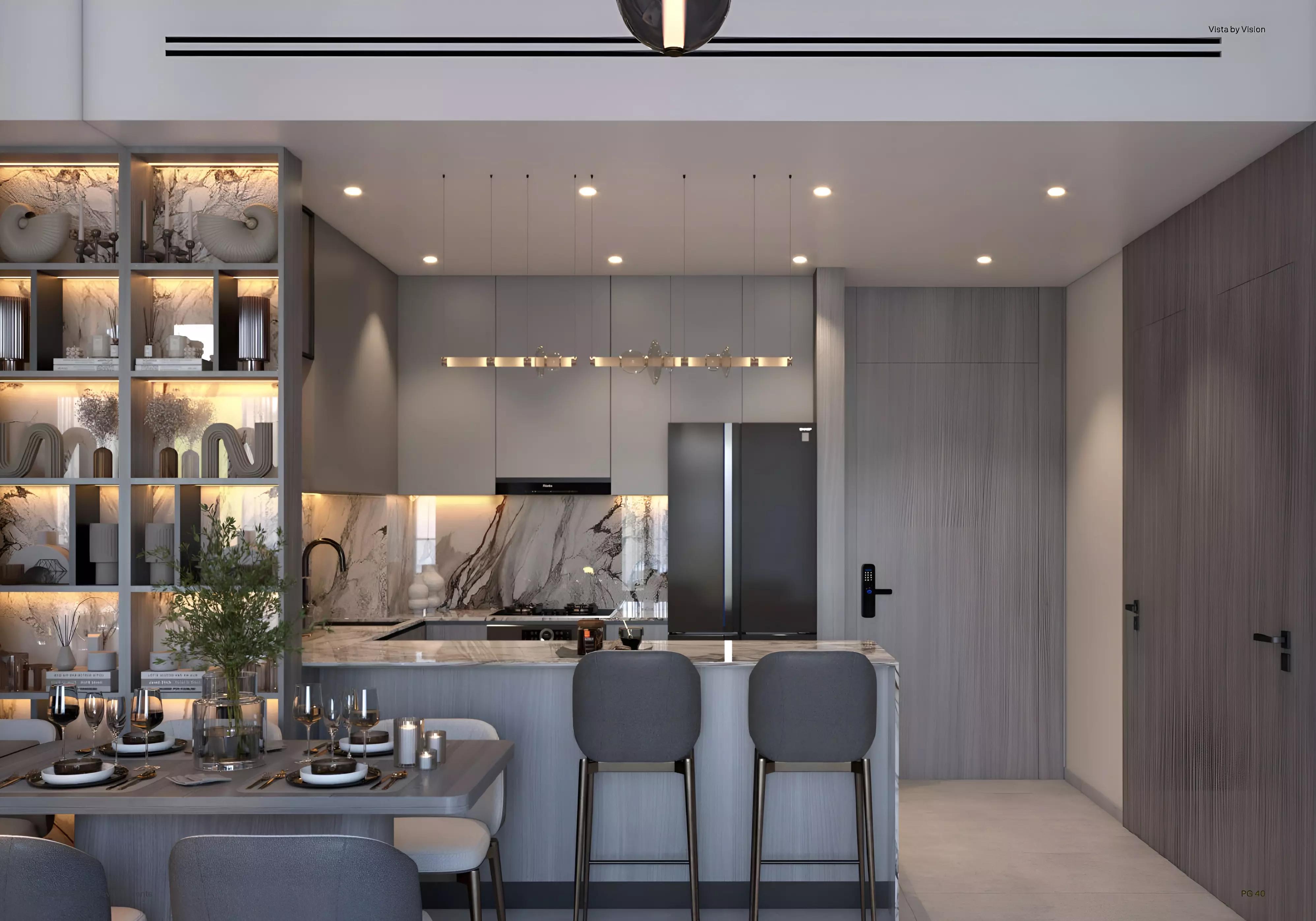 Indoor swimming pool interior at Vista by Vision, Dubai Production City