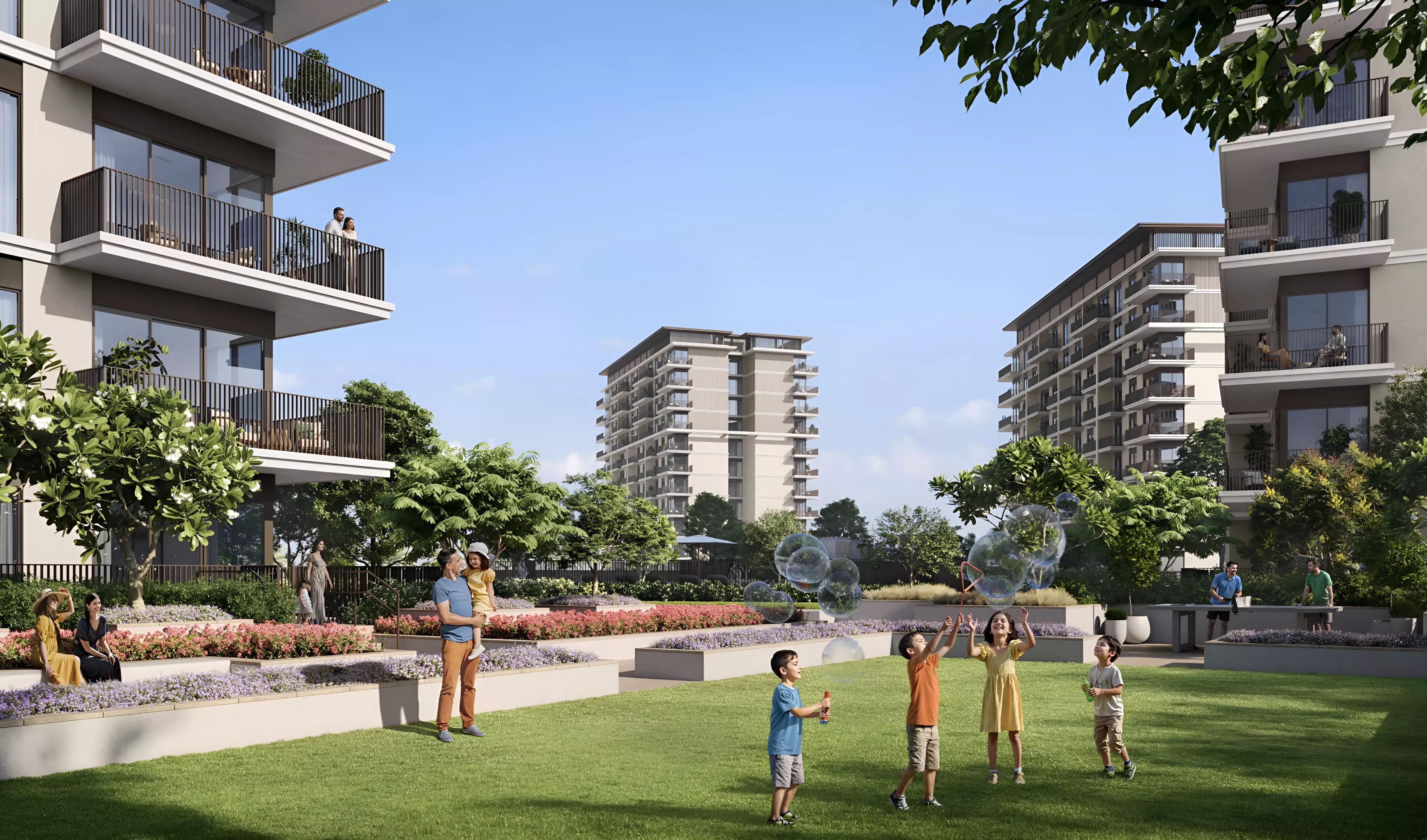 Grove Ridge apartment interior living space, Emaar South