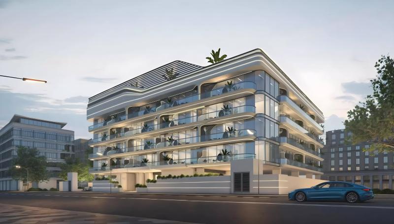 Divine Elements apartment building exterior render, Dubai South