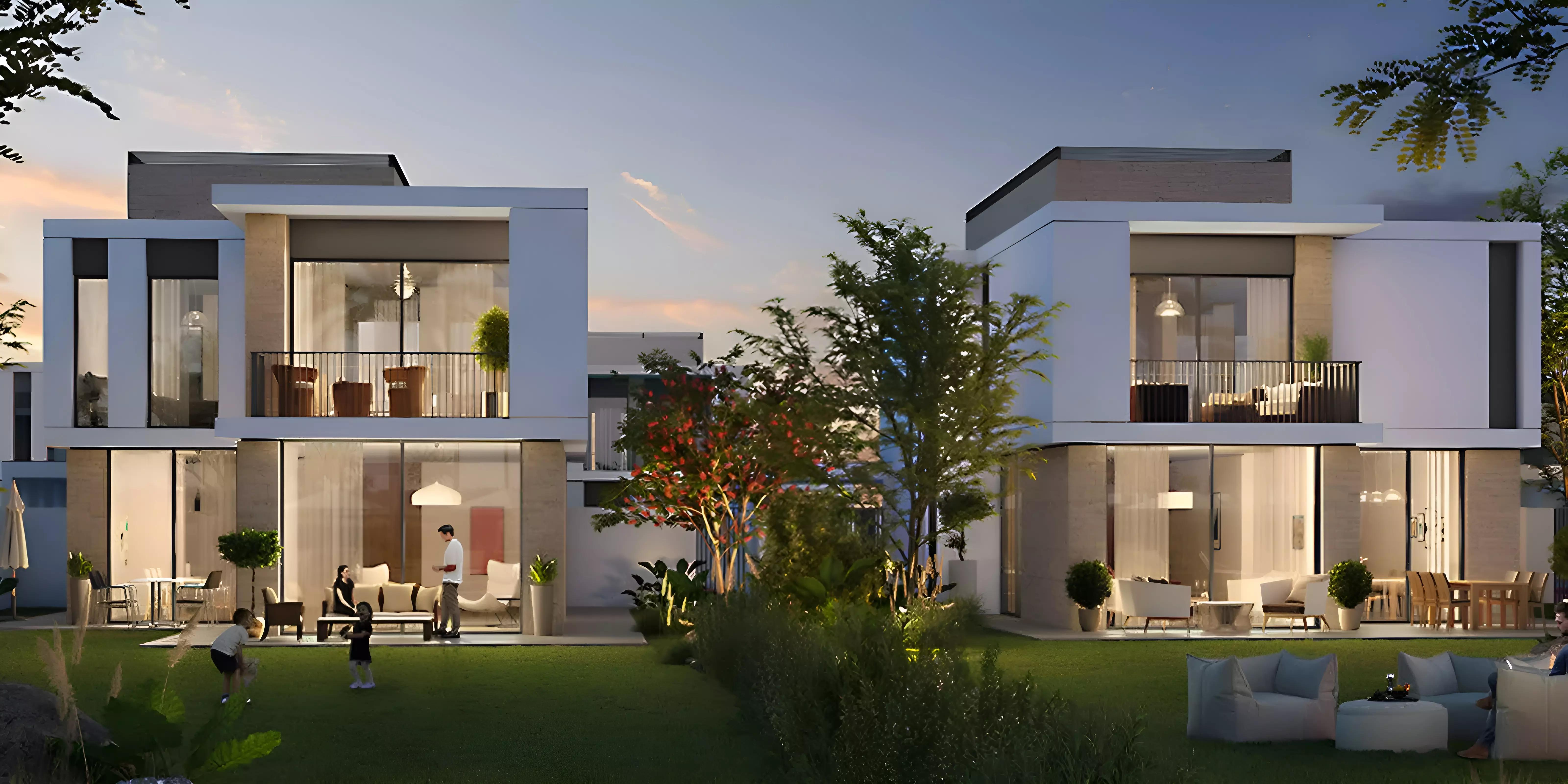 Fairway Villas villa driveway and entrance, Emaar South masterplan