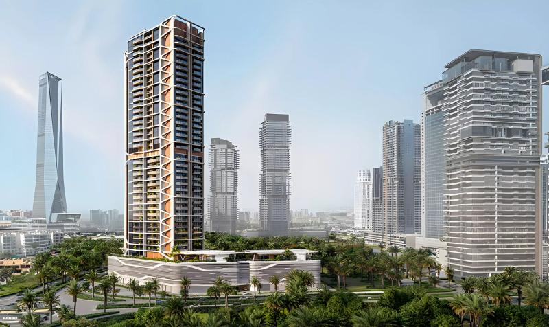 Eltiera Heights exterior facade and entrance, Jumeirah Islands, Dubai