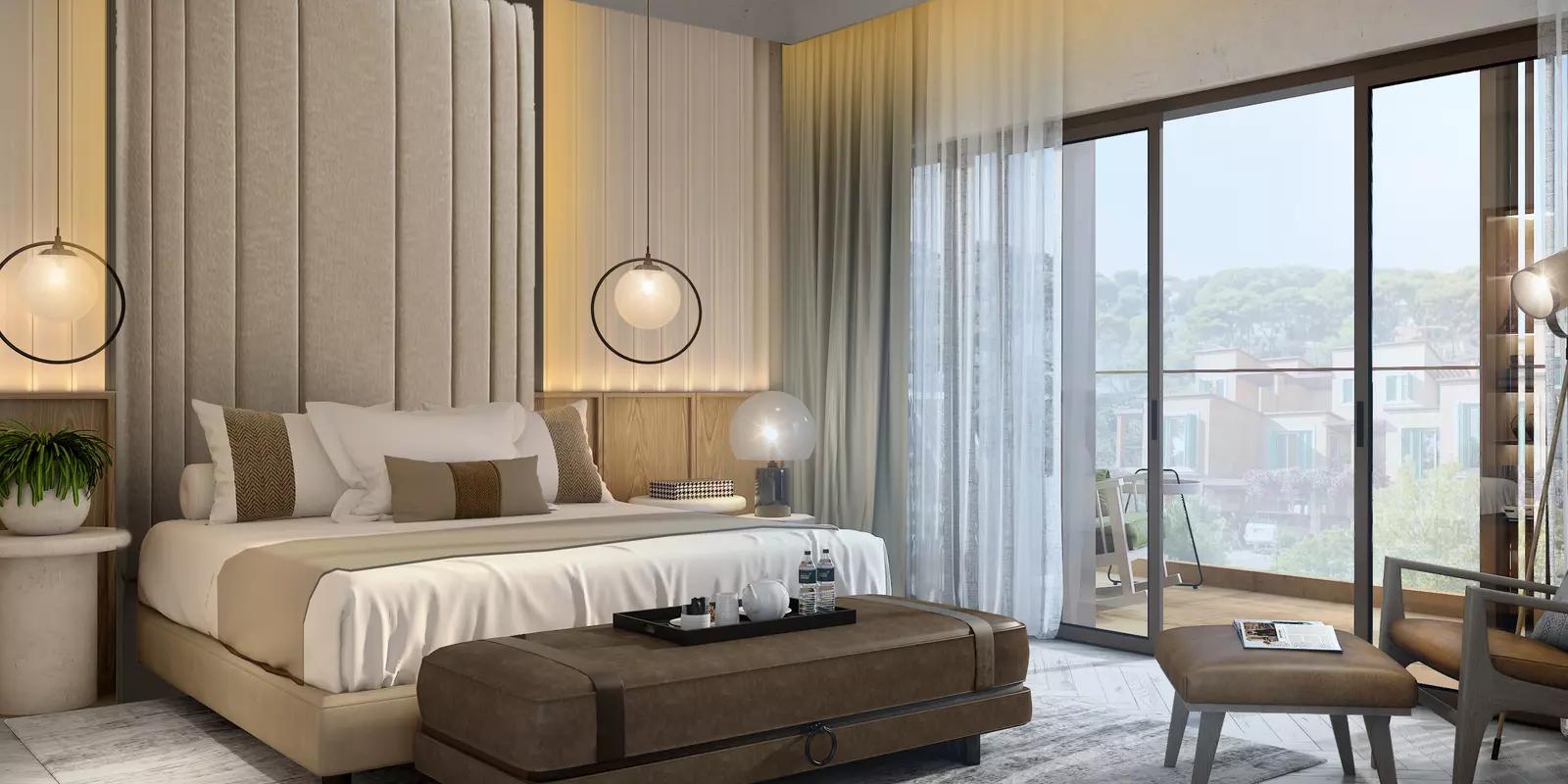 Landscaped park and walkway within Mykonos cluster, DAMAC Lagoons