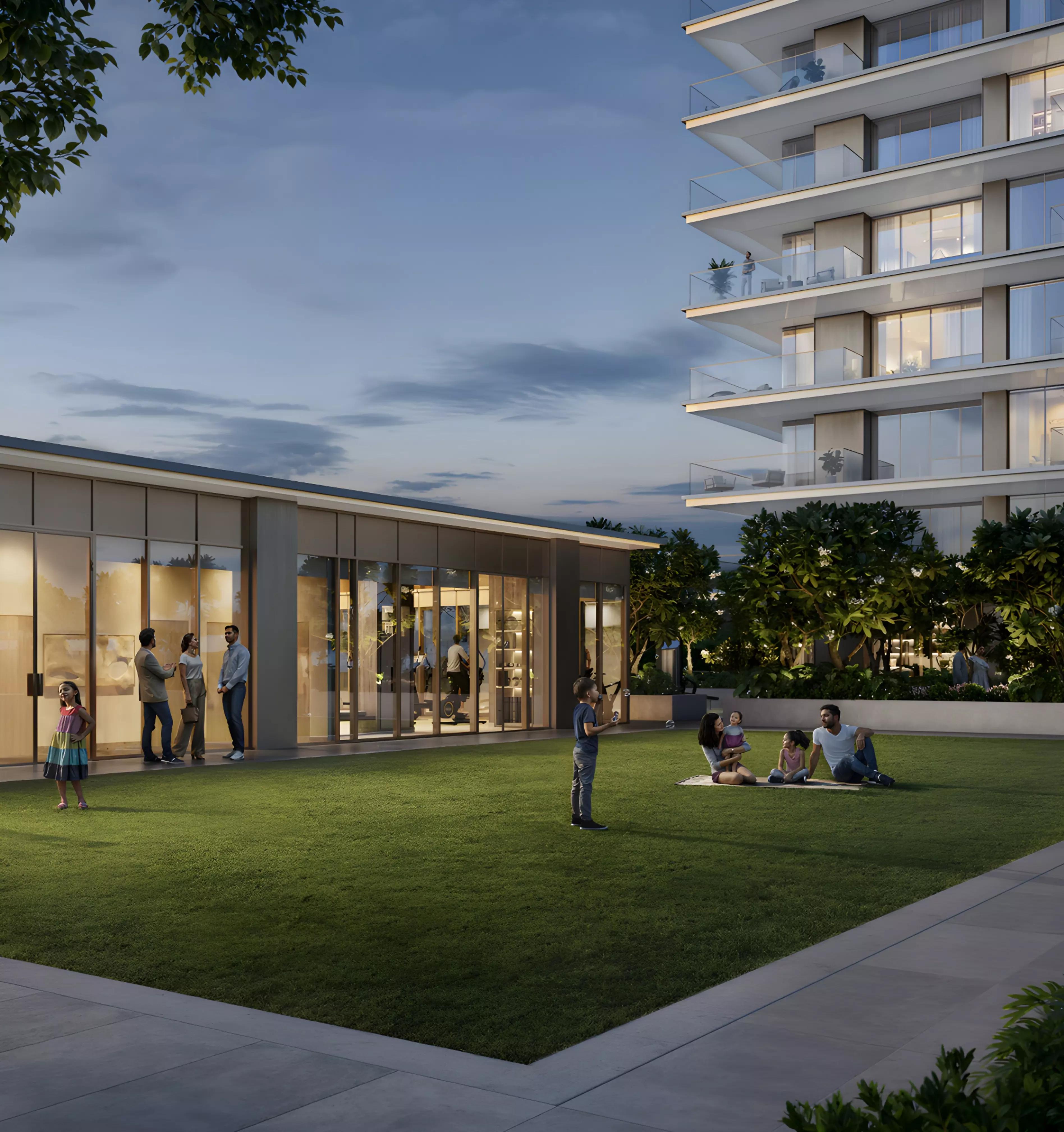 Silva amenity deck with landscaped gardens, Dubai Creek Harbour