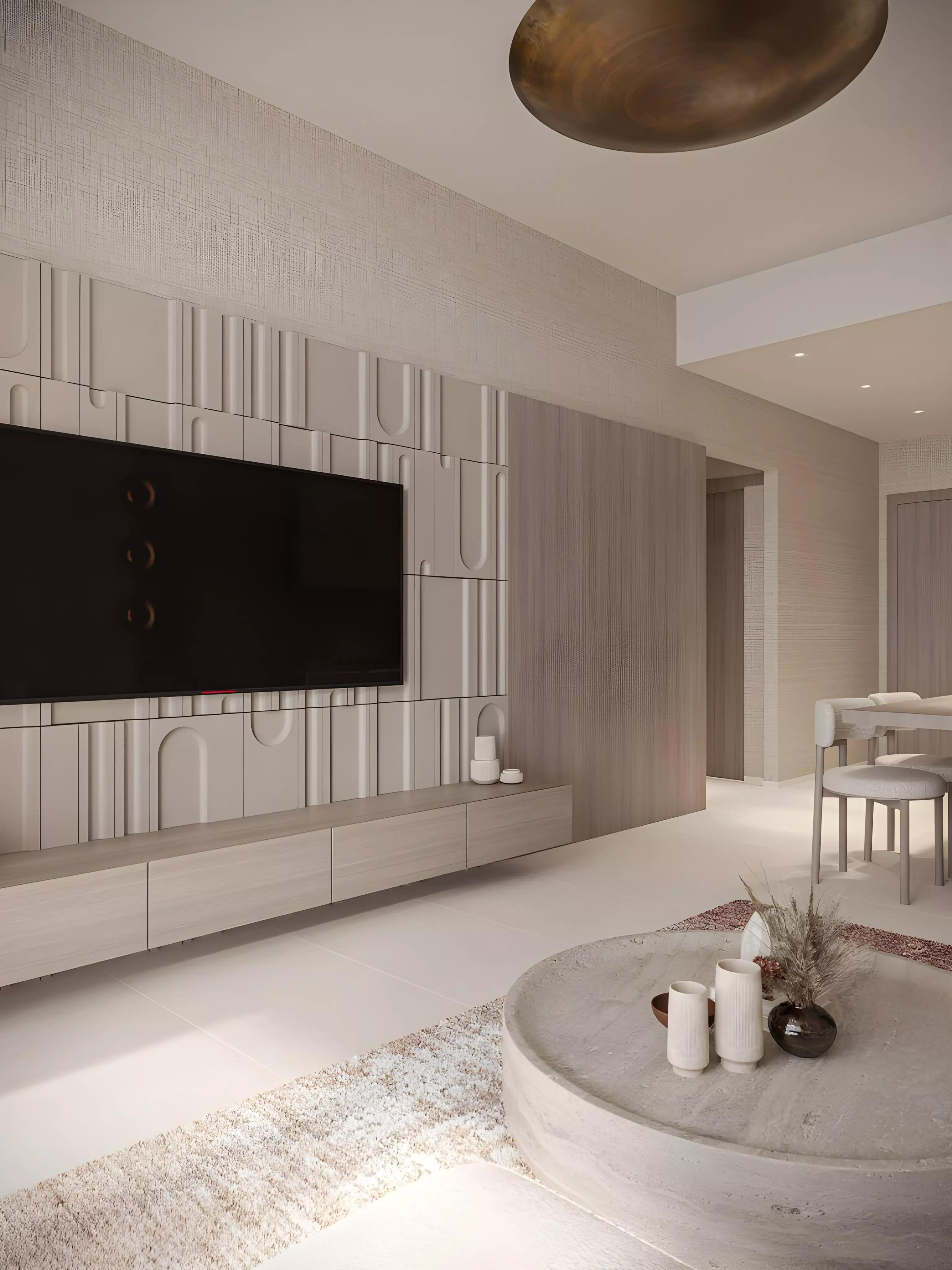 Belle Reve by Zimaya apartment interior living area, JVC, Dubai
