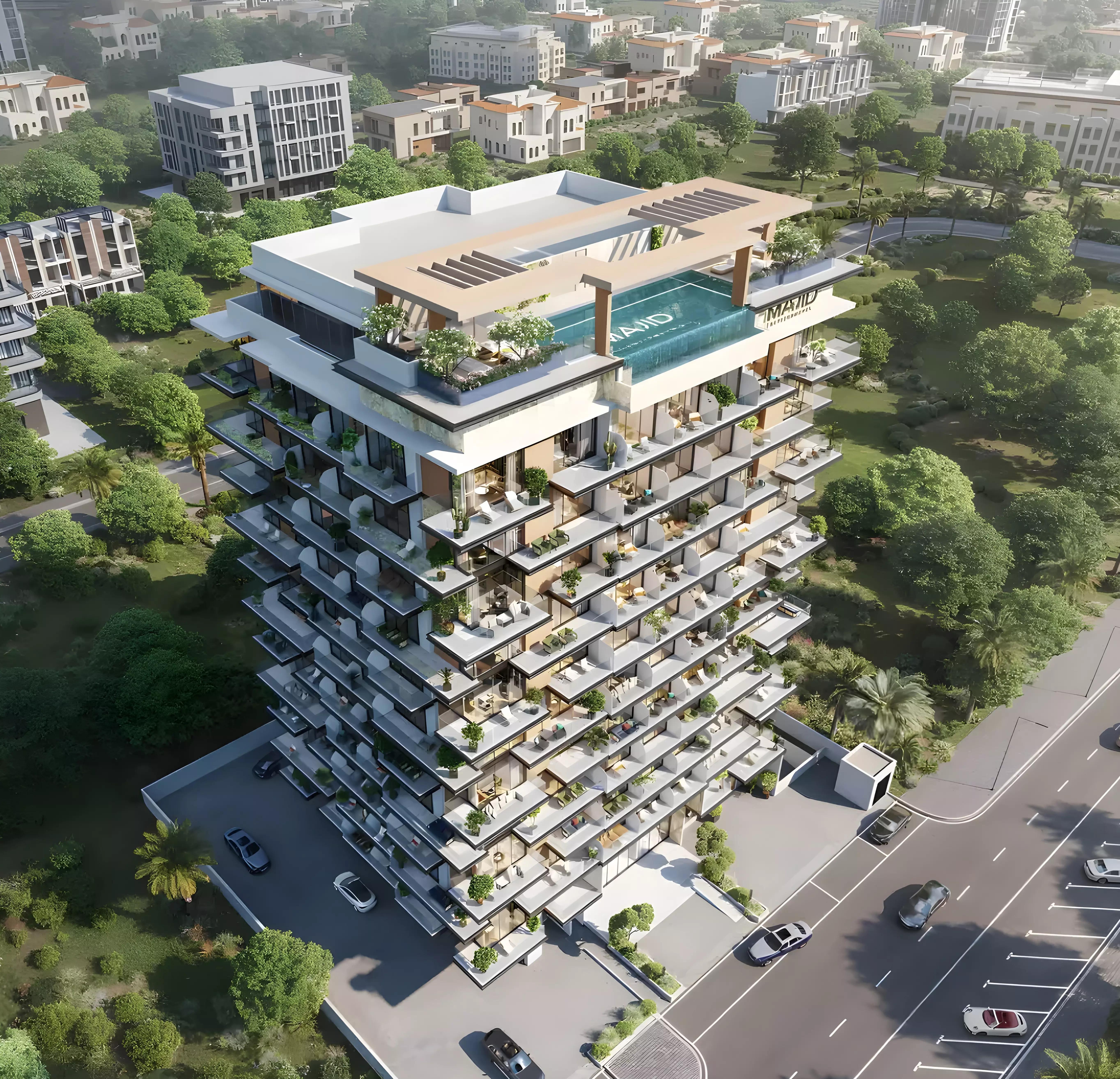Arlington Park Phase 2 facade view showing residential tower design, DLRC Dubai