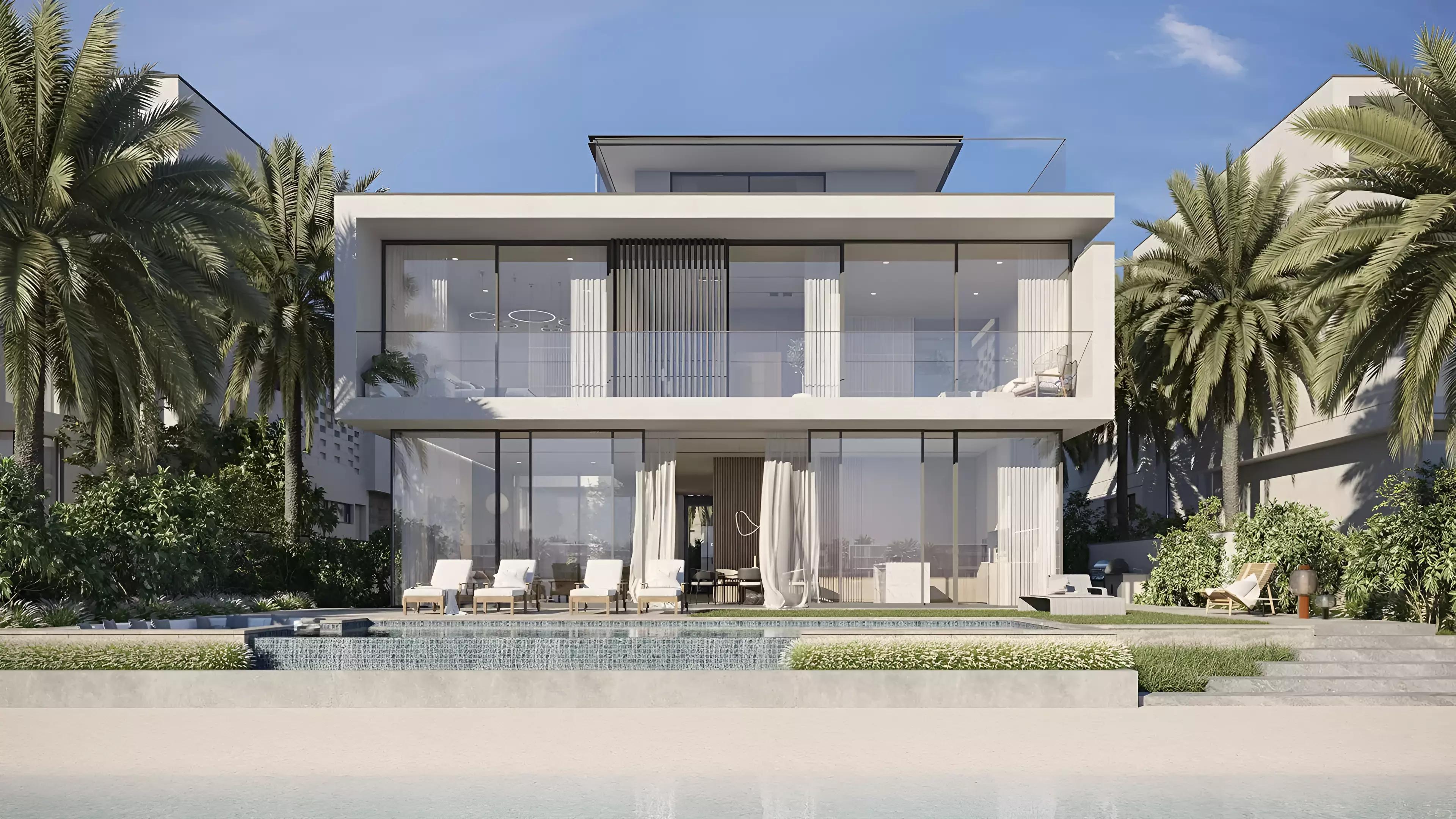 Villa Pacific Breeze exterior facade on Palm Jebel Ali, Dubai