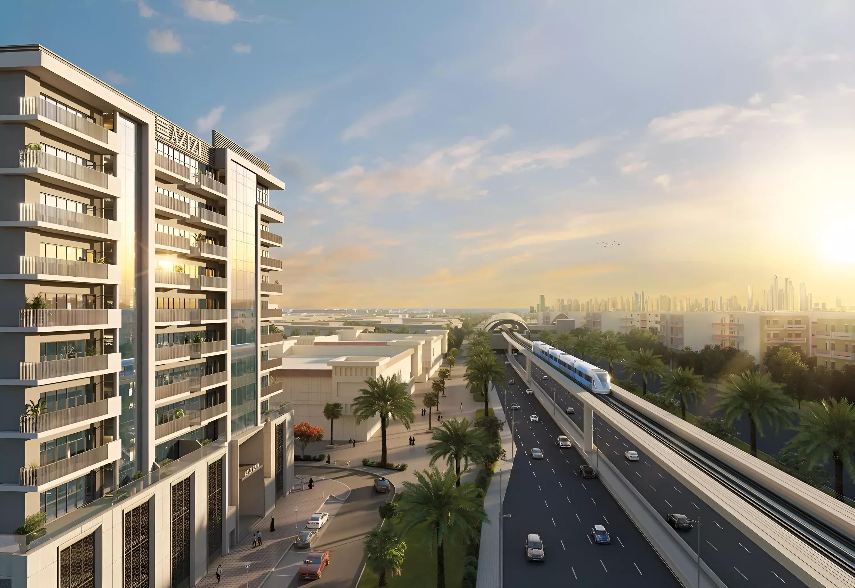 Azizi Zain building facade and entrance, Al Furjan, Dubai