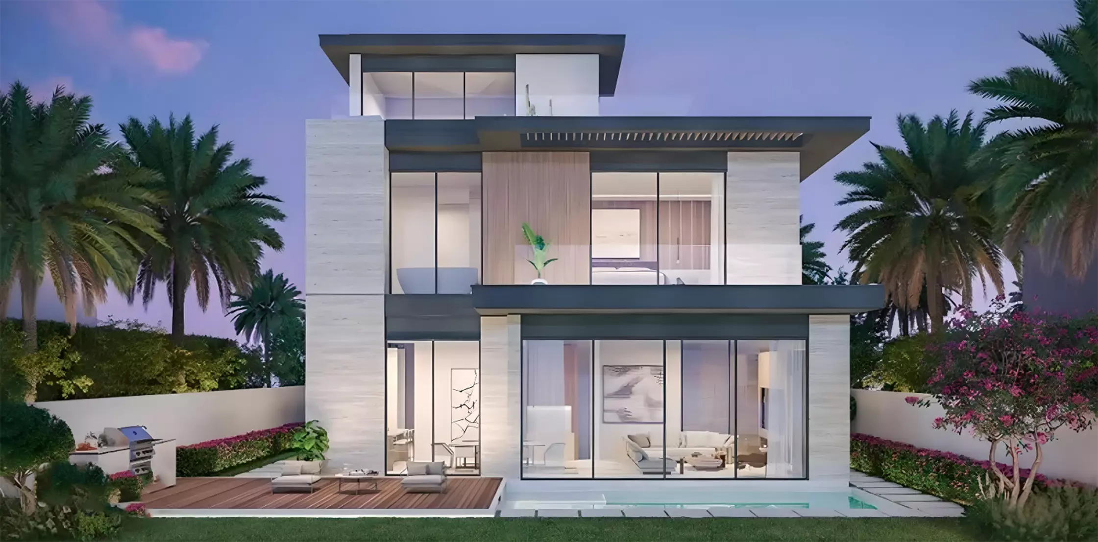 Villa living space interior at The Lakeshore Villas, District 11, Dubai