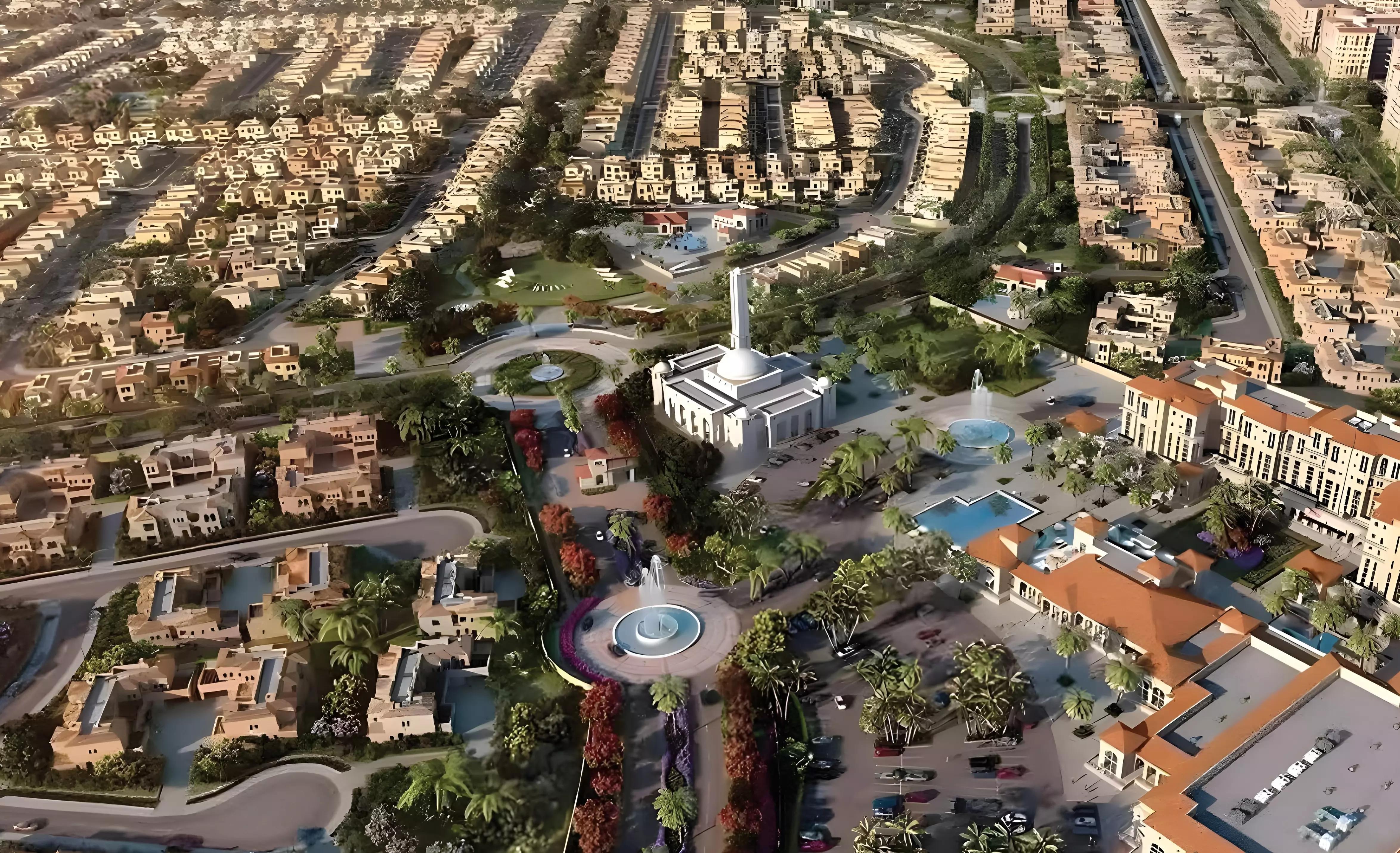 Floarea Oasis residential tower exterior view, Dubai Land Residence Complex