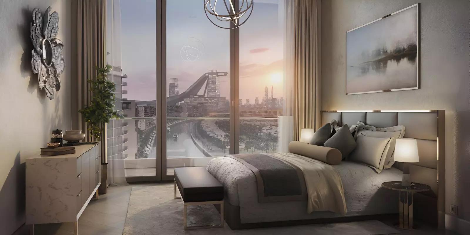 Azizi Riviera 28 apartment interior with balcony view