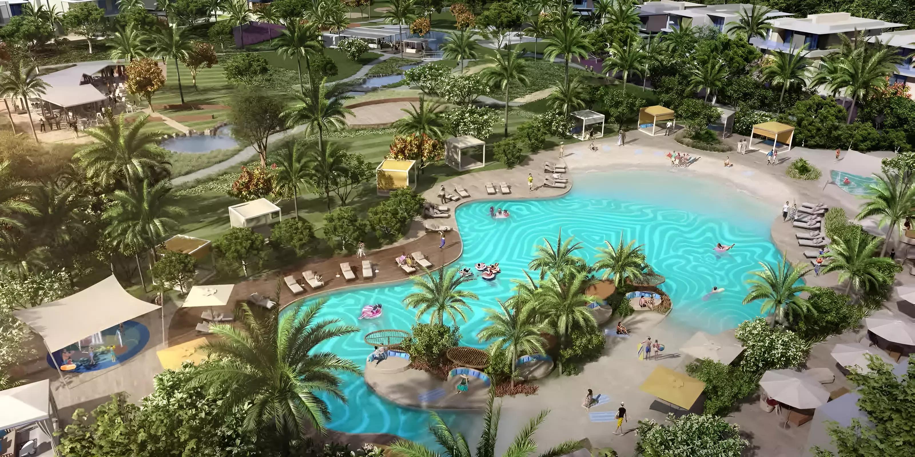 Jebel Ali Village shared swimming pool area, Jebel Ali, Dubai