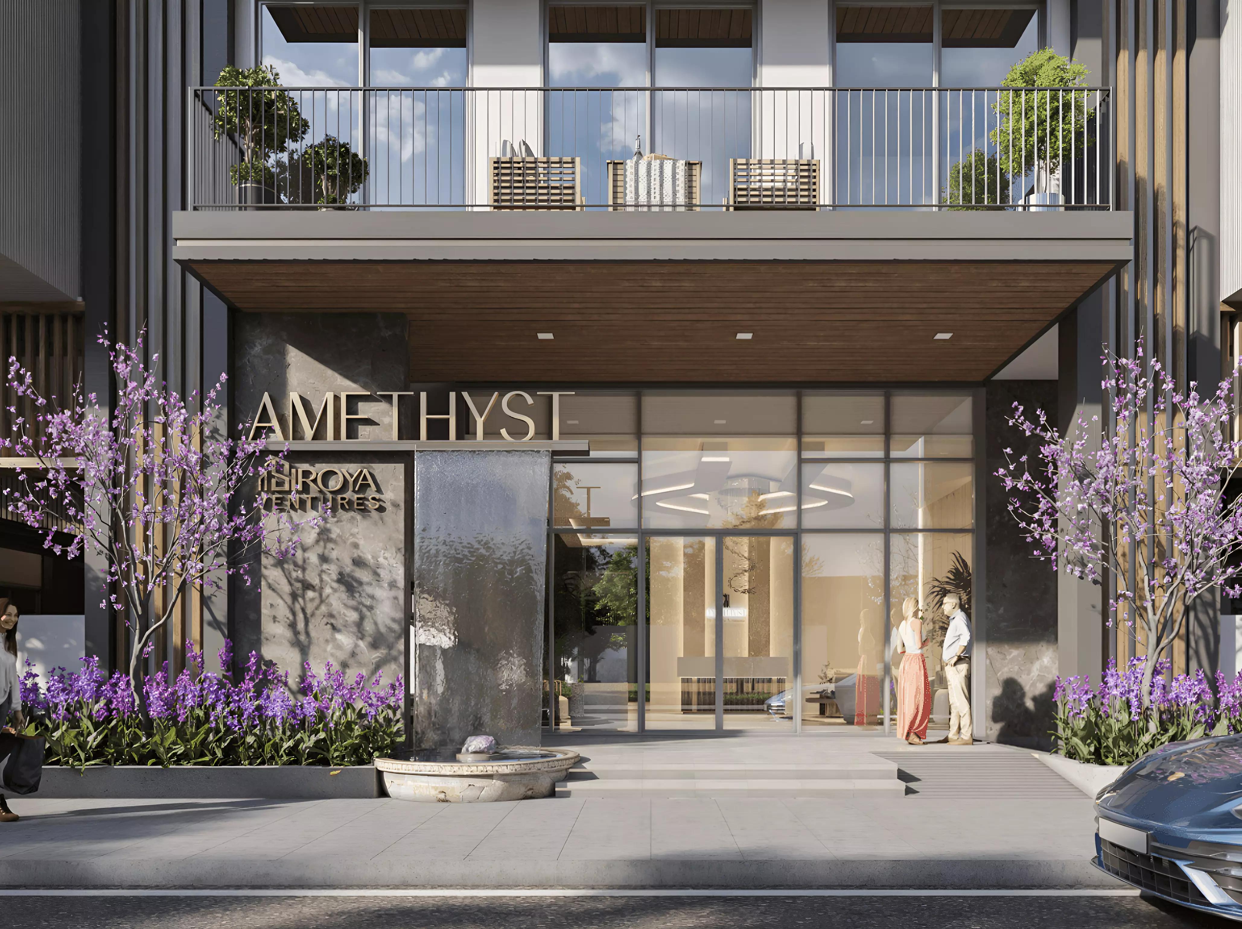 Amethyst by Siroya building elevation and entrance, Majan, Dubai