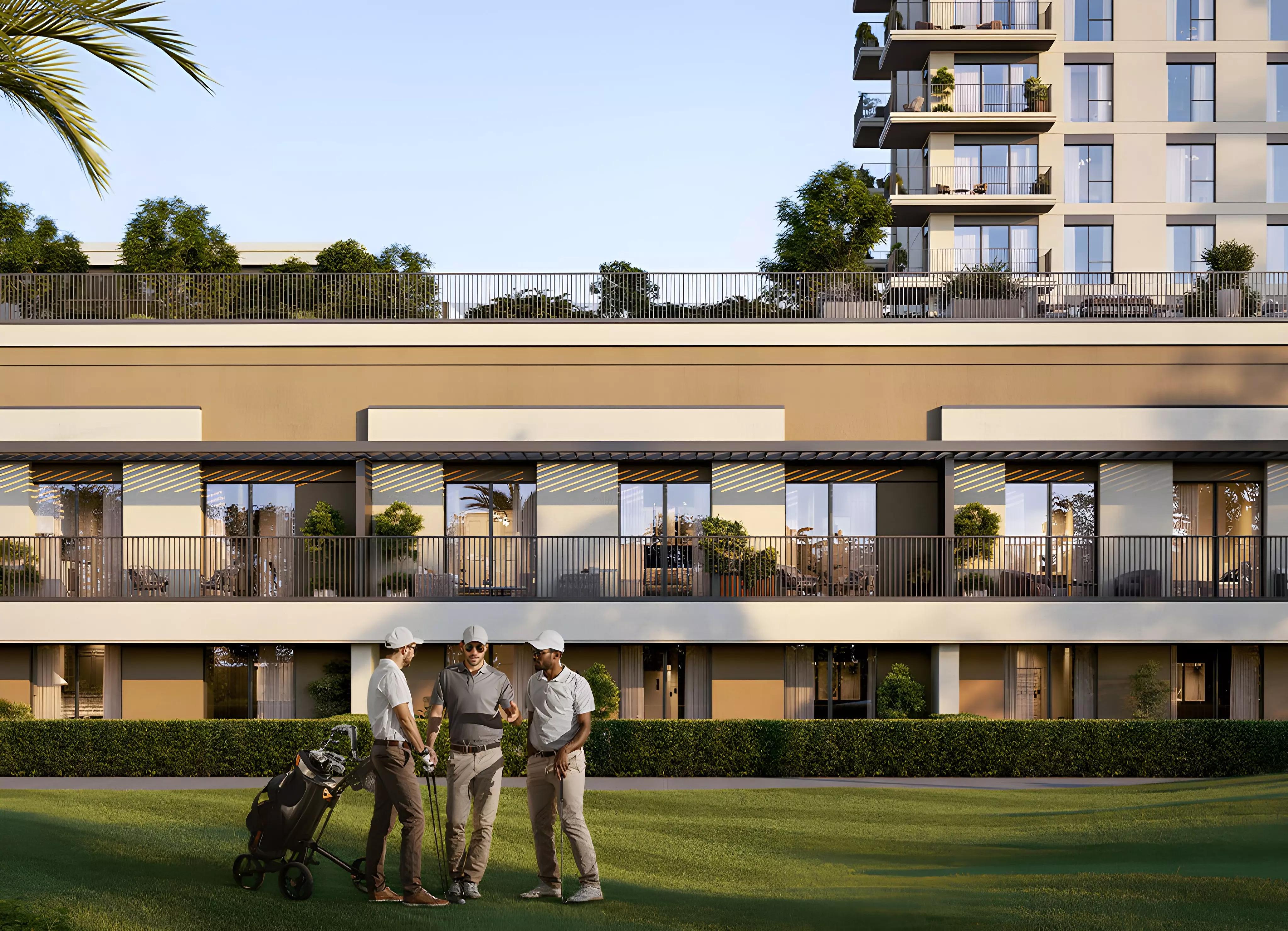 Golf Edge community pool and amenity deck, Emaar South