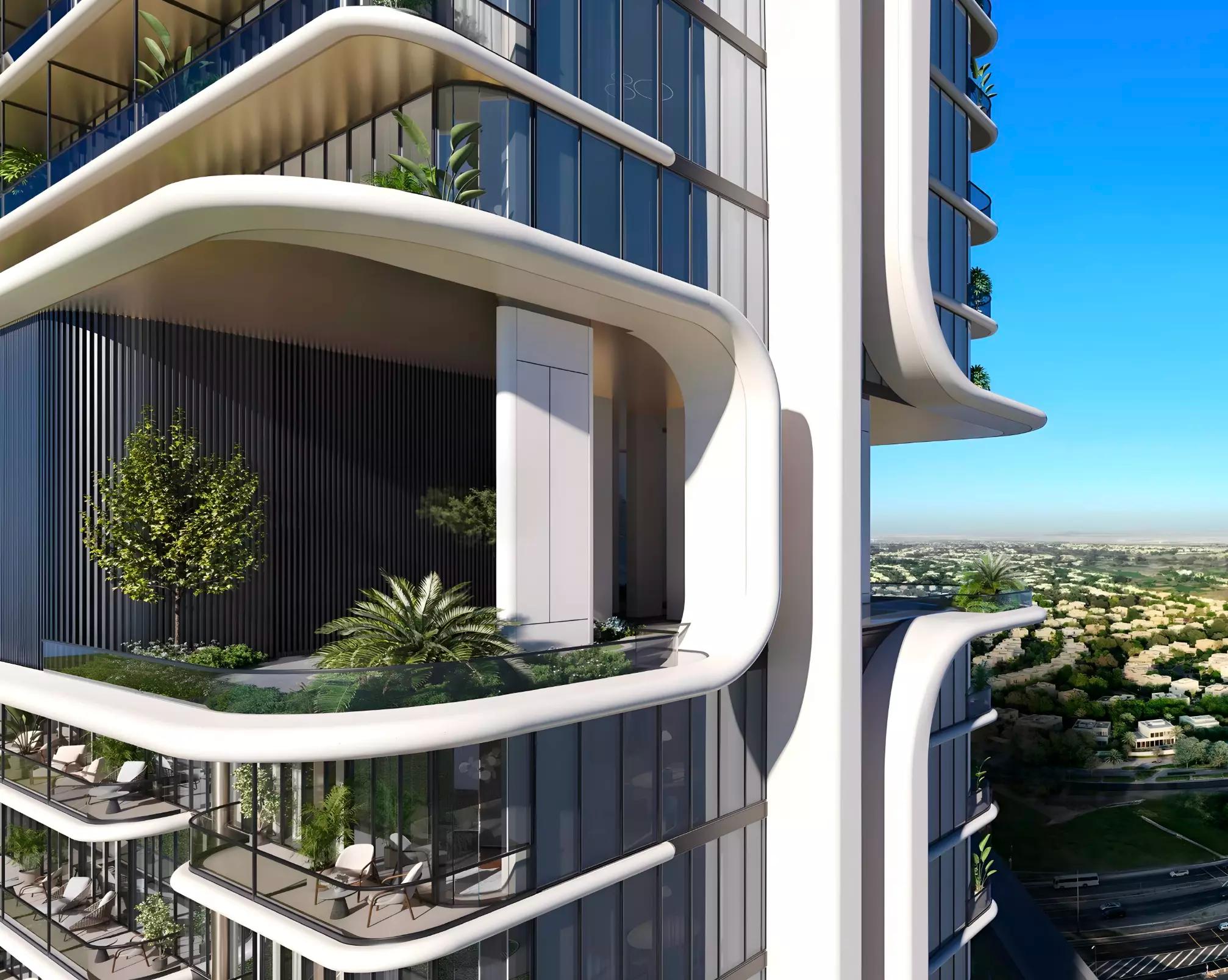 Velos Residence residential tower rendering, Motor City, Dubai