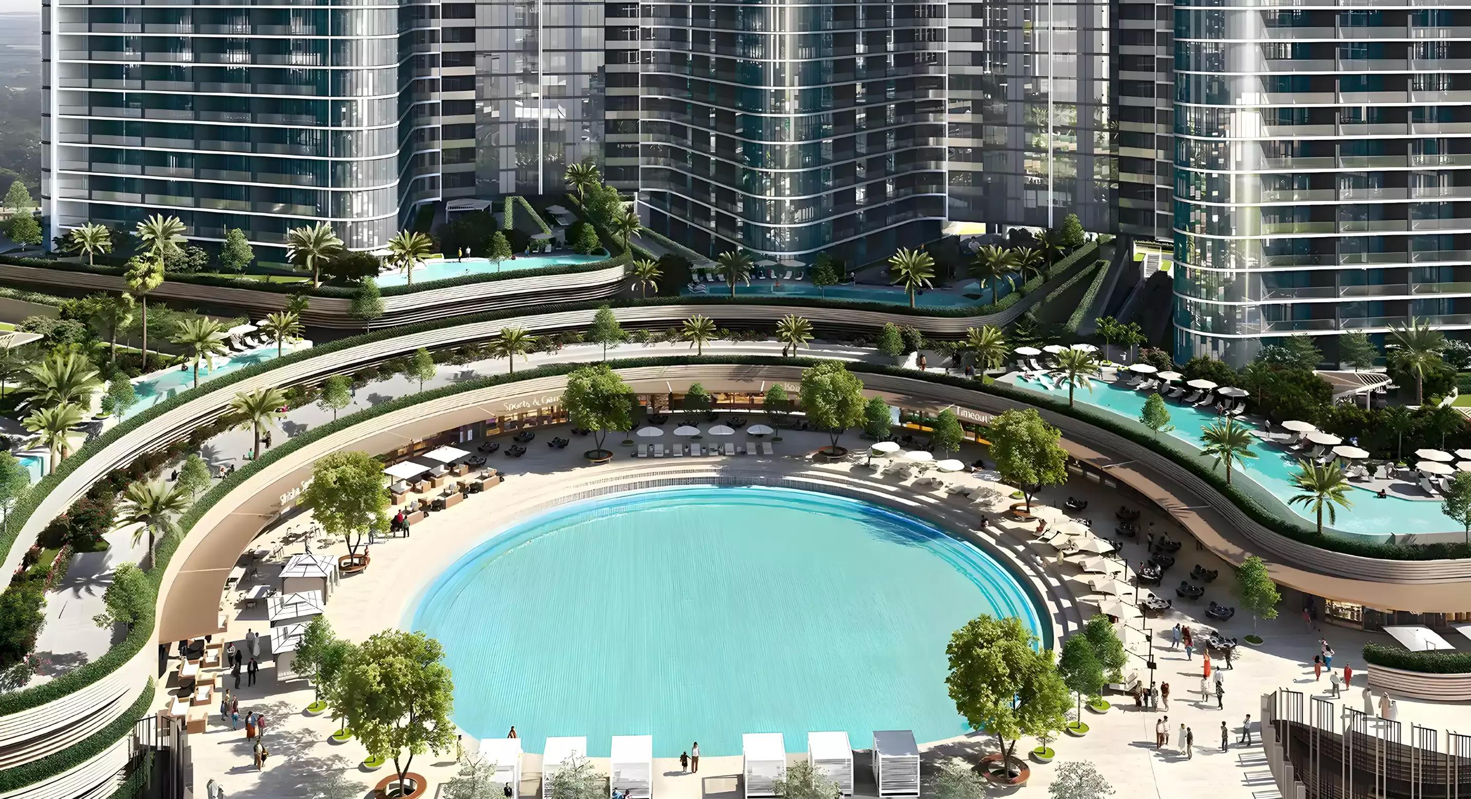 Skyvue Stellar apartment living space, Sobha Hartland II, Dubai