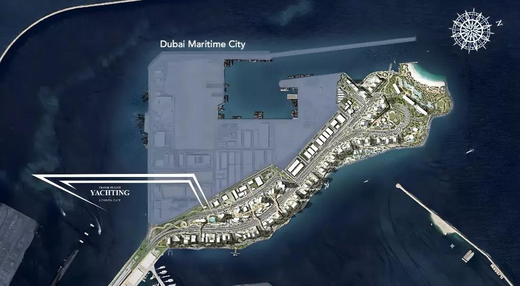 Franck Muller Yachting master plan layout, Dubai Maritime City waterfront peninsula