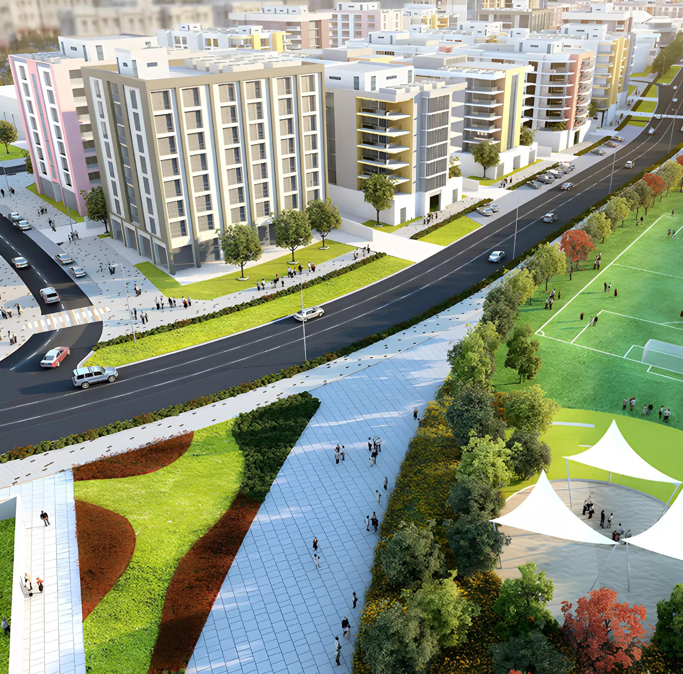 Ayami Residence apartment building exterior render, Al Warsan, Dubai