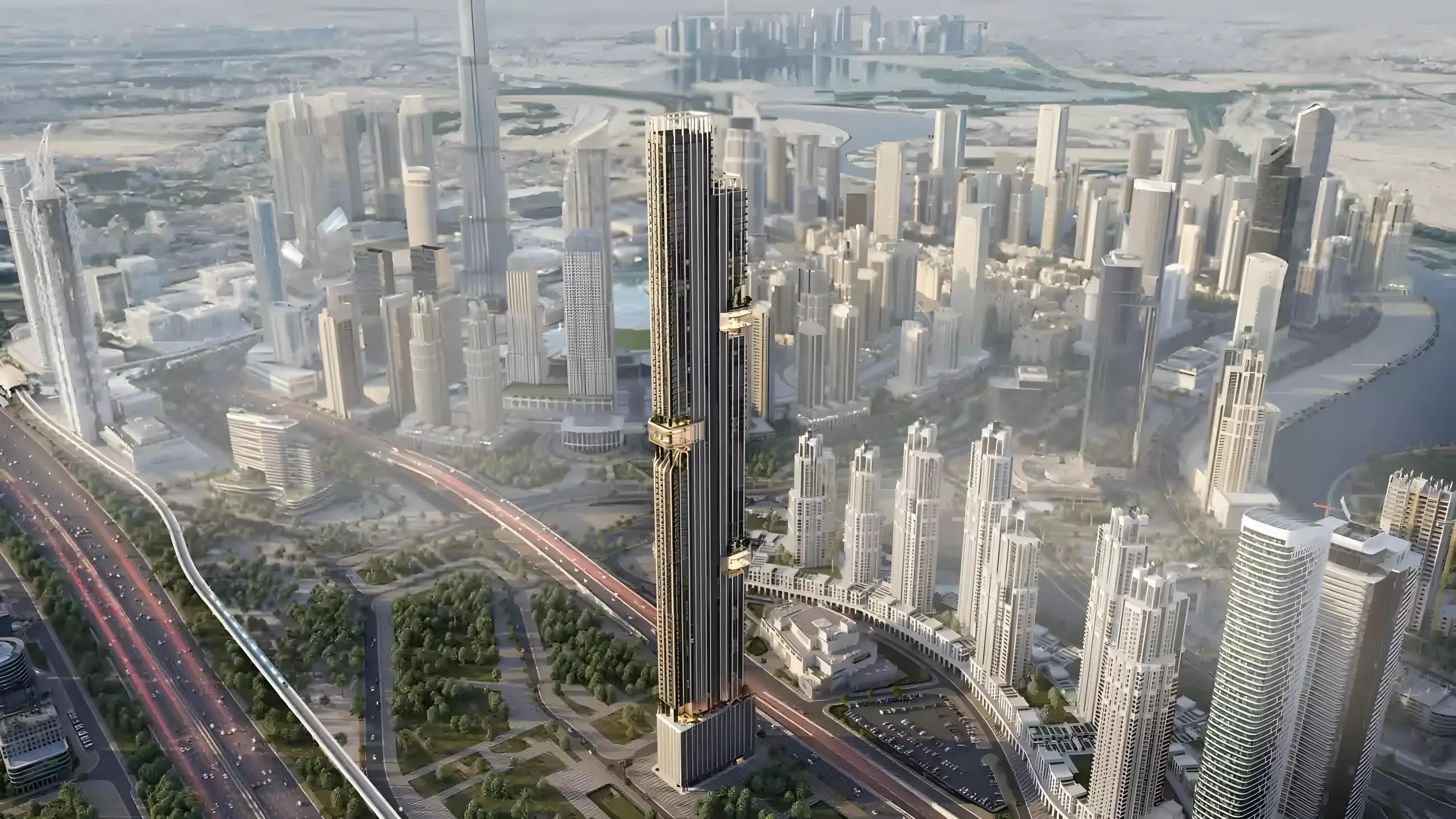 DWTN Residences exterior tower view, Business Bay, Dubai