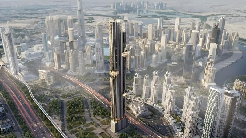 DWTN Residences exterior tower view, Business Bay, Dubai