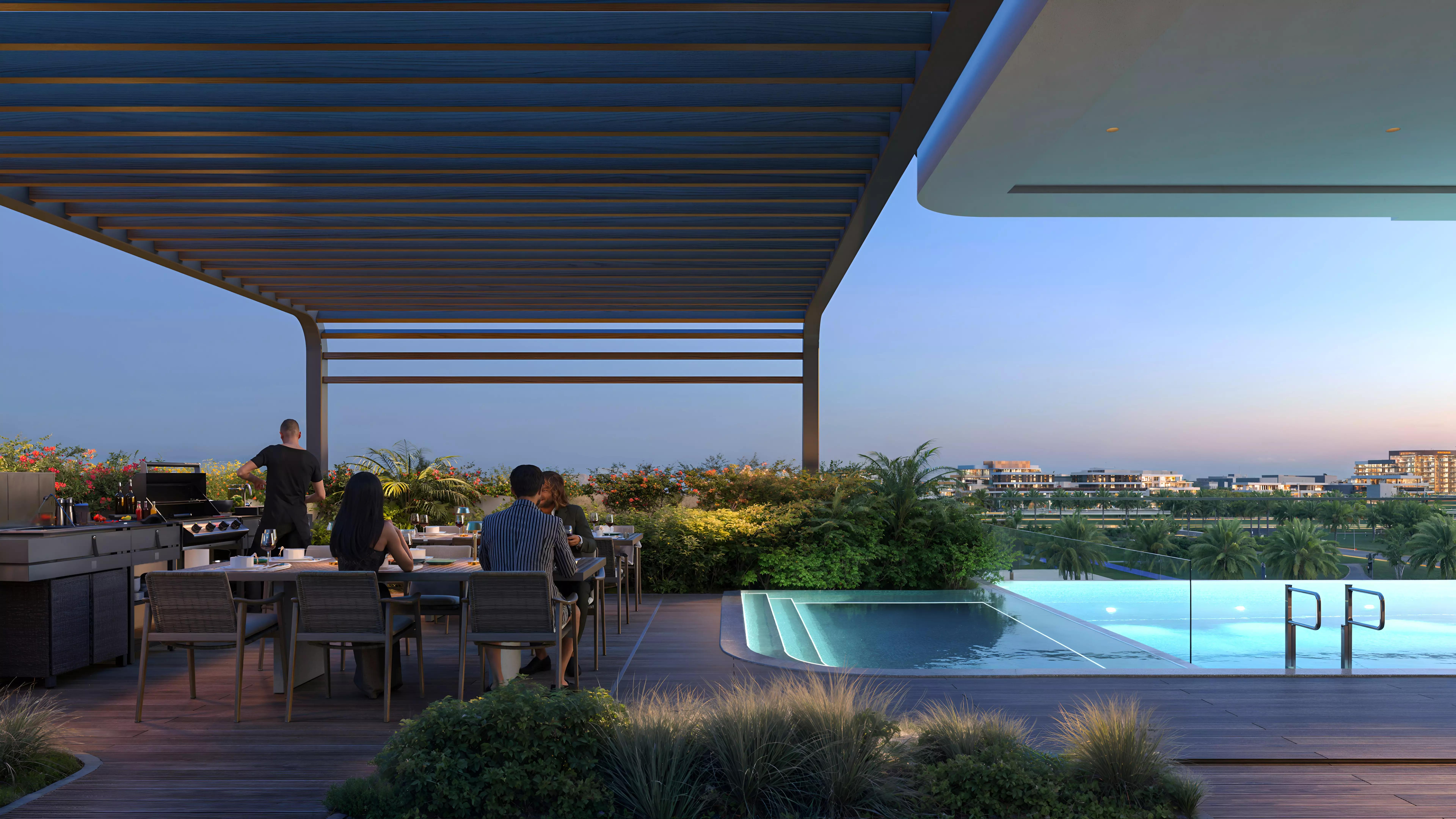 Enso Amber apartment interior living space rendering, Al Satwa, Dubai