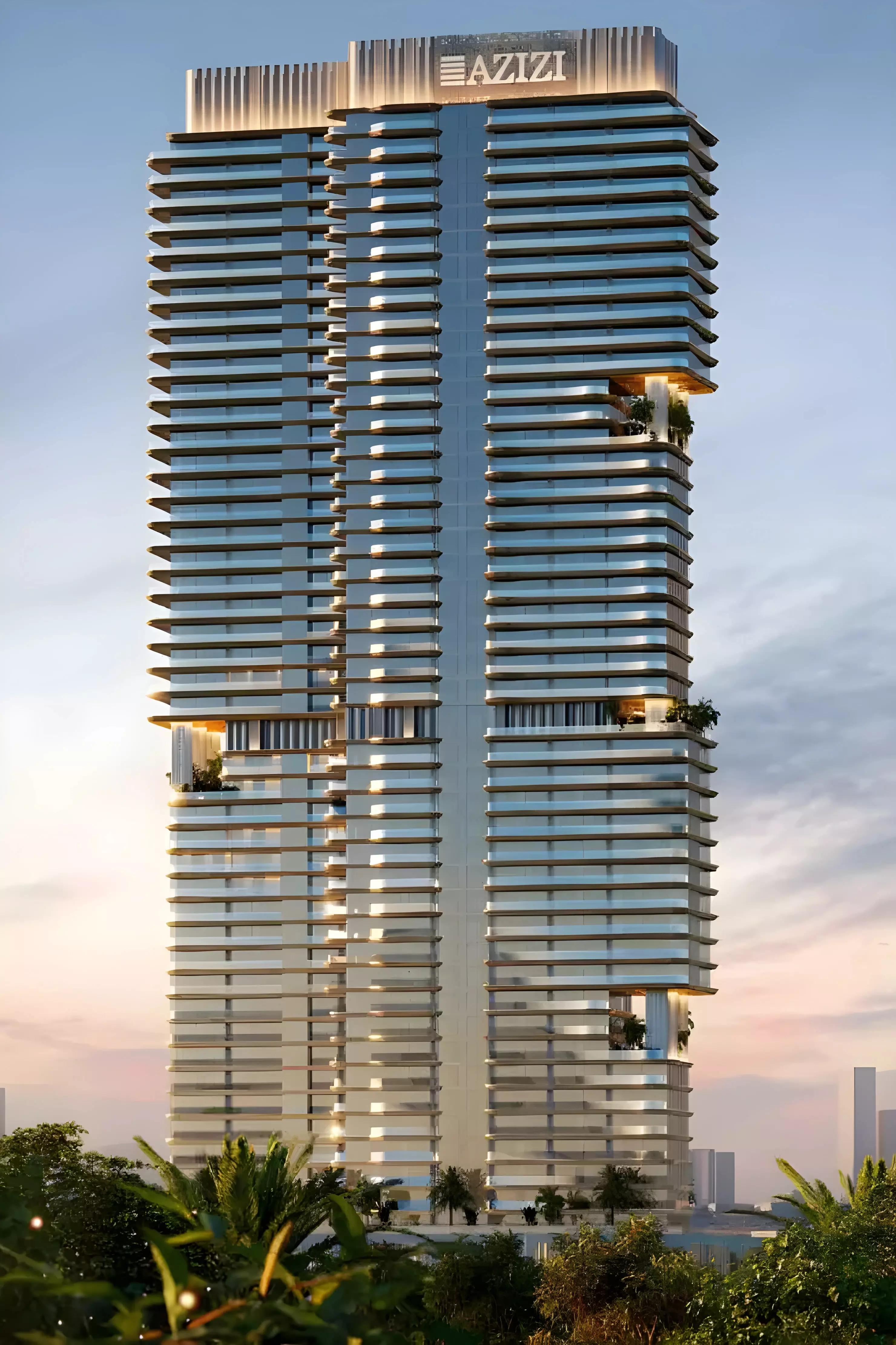 Azizi Milan 9 building facade and entrance, City of Arabia