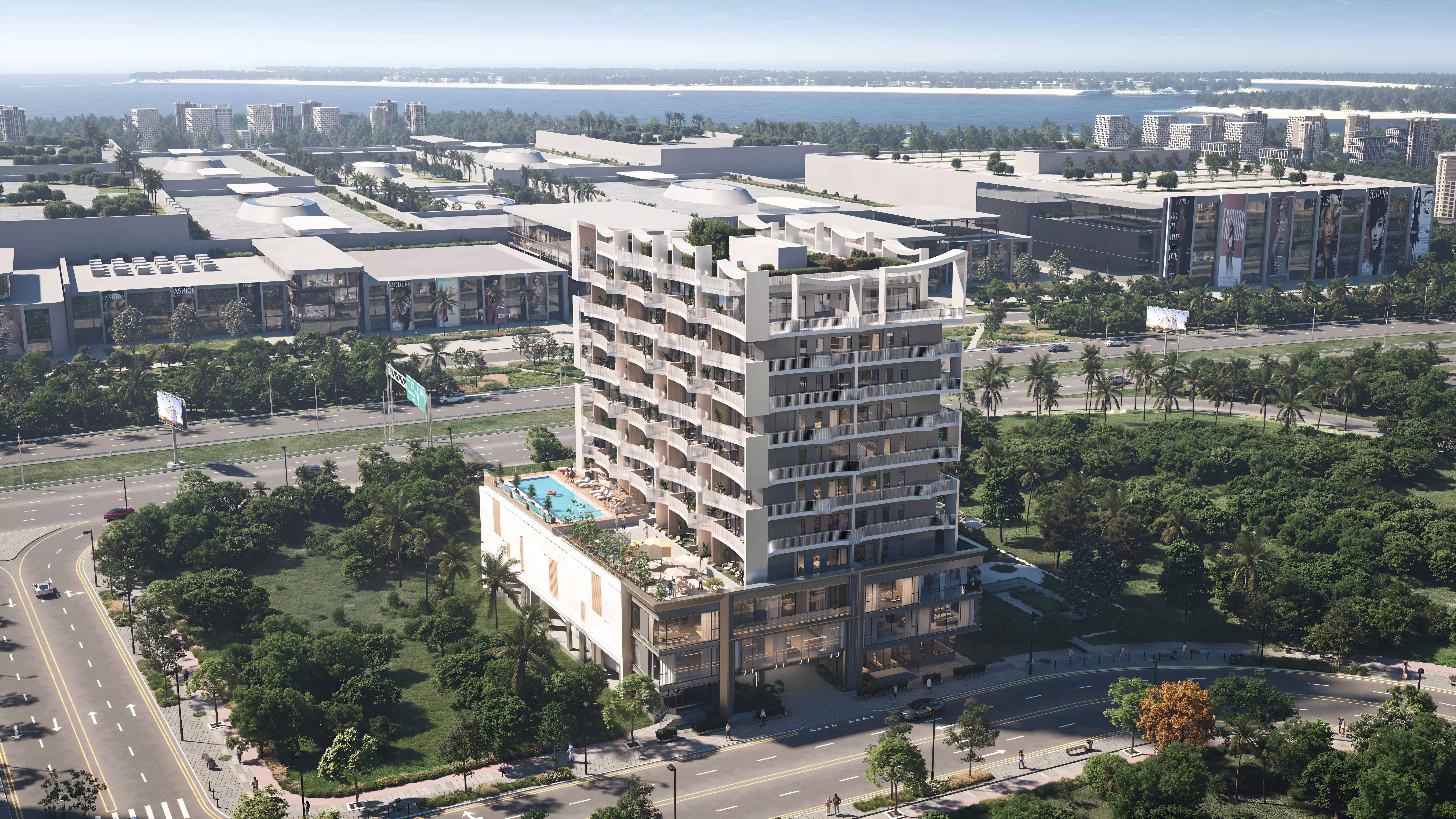 Nautis Residences amenity deck and pool area, Dubai Islands, Dubai