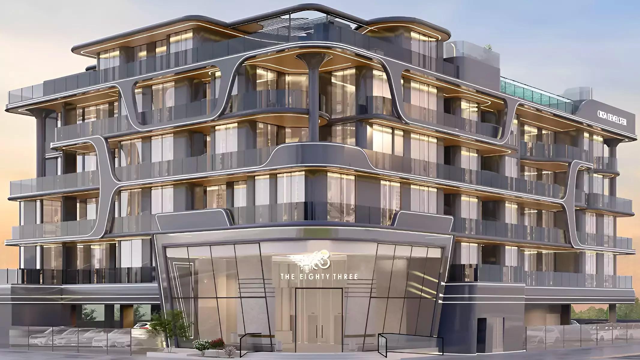 The Eighty Three exterior facade rendering, Dubai South