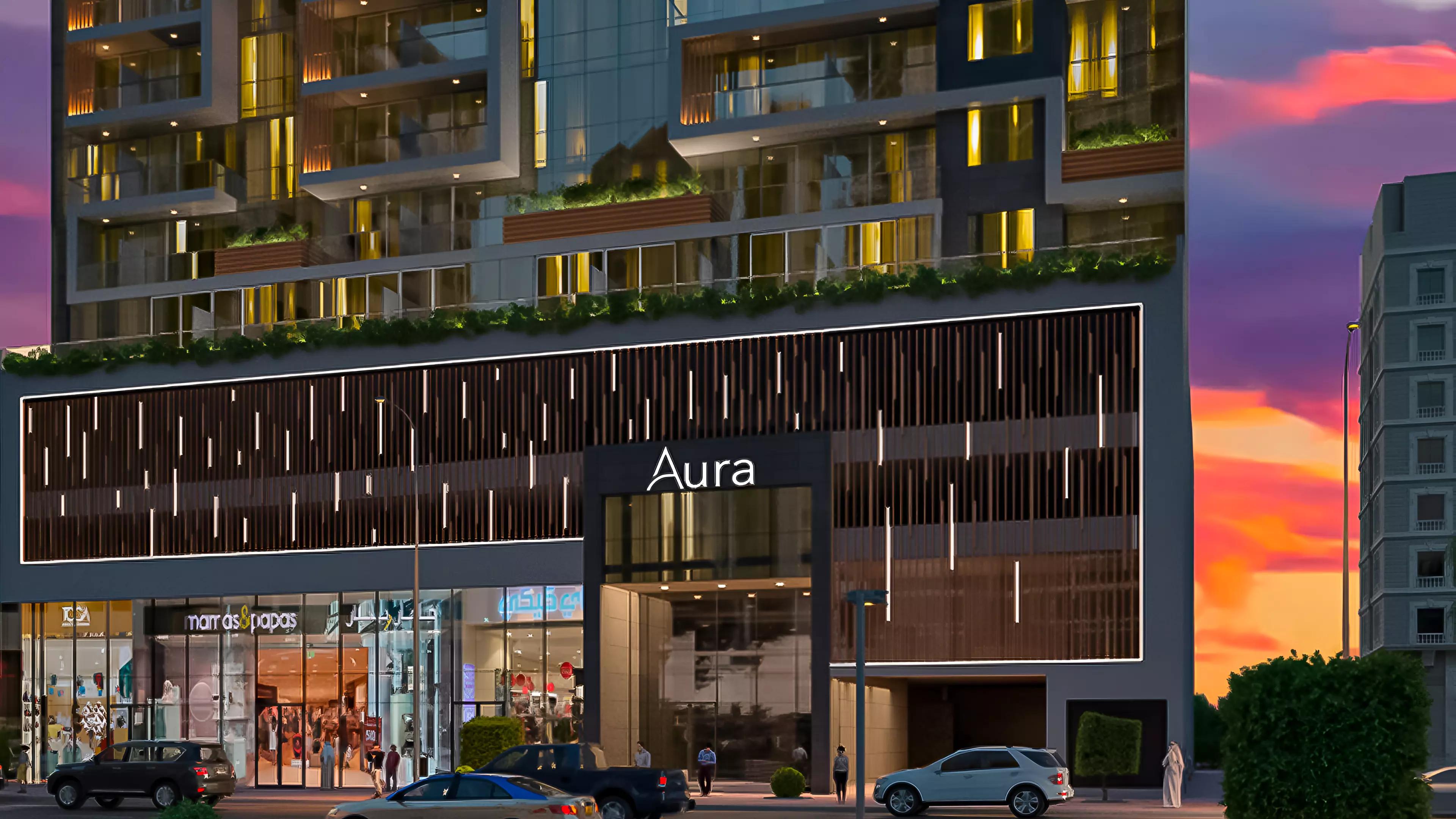 Aura by Grovy landscaped garden and communal outdoor space, JVC, Dubai
