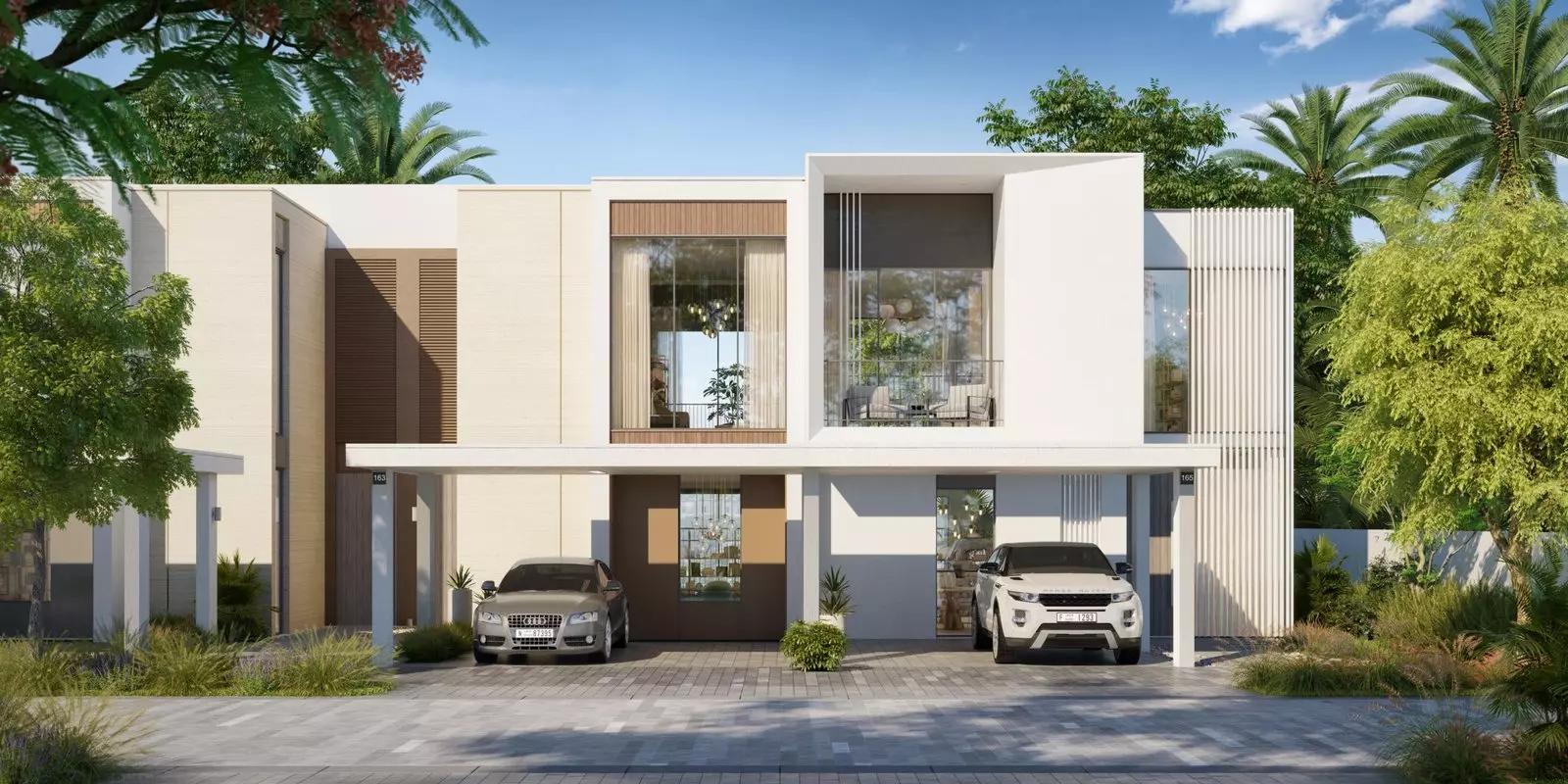 Talia townhouse kitchen with built-in appliances, The Valley, Dubai