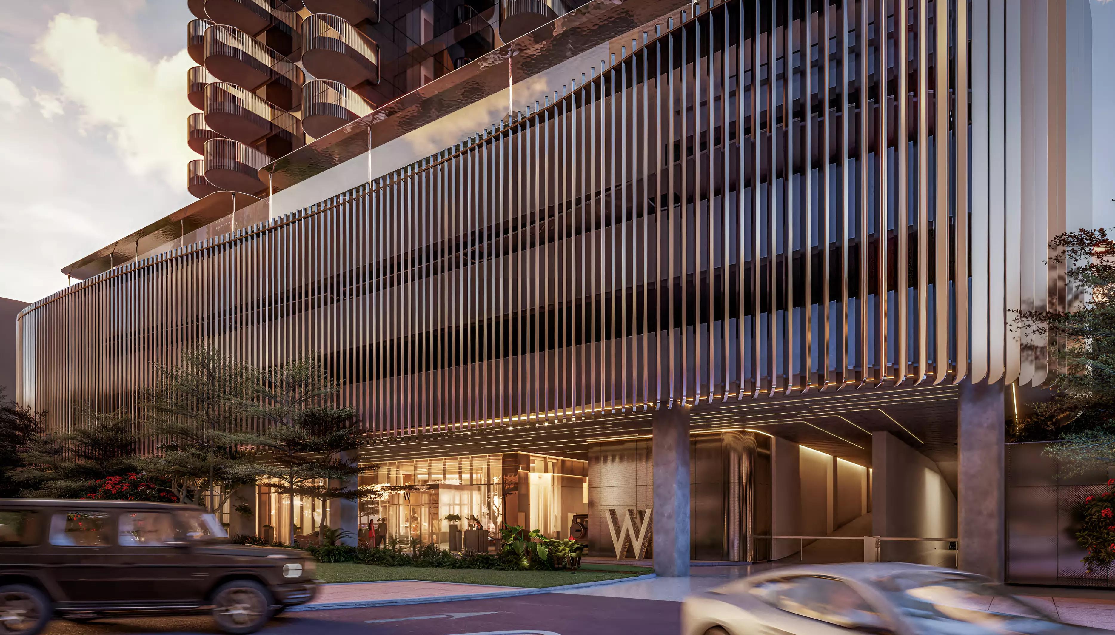 W Residences at JLT building facade and entrance, Jumeirah Lake Towers, Dubai