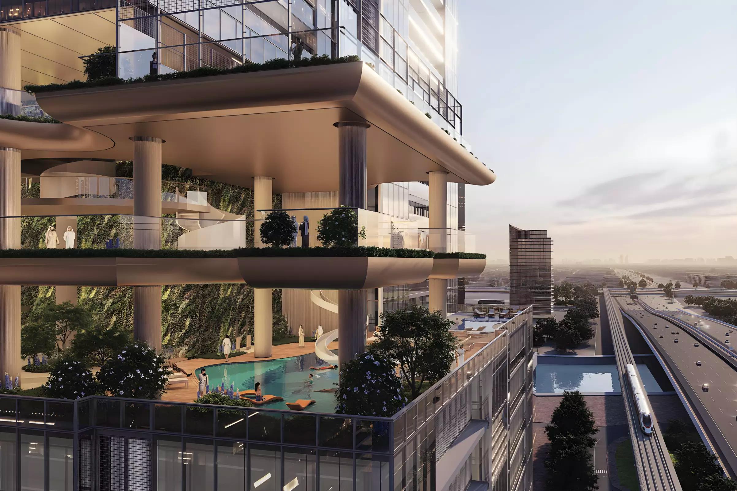 Sobha Skyparks residential building facade, Business Bay