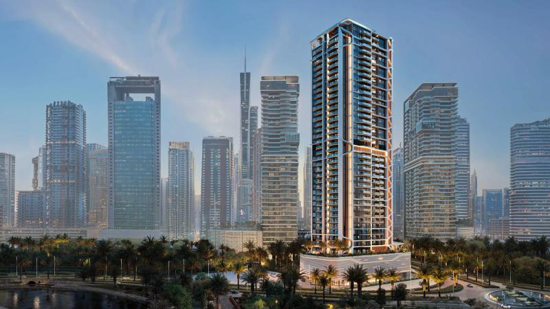 Altiera Heights tower exterior facade, Jumeirah Islands, Dubai