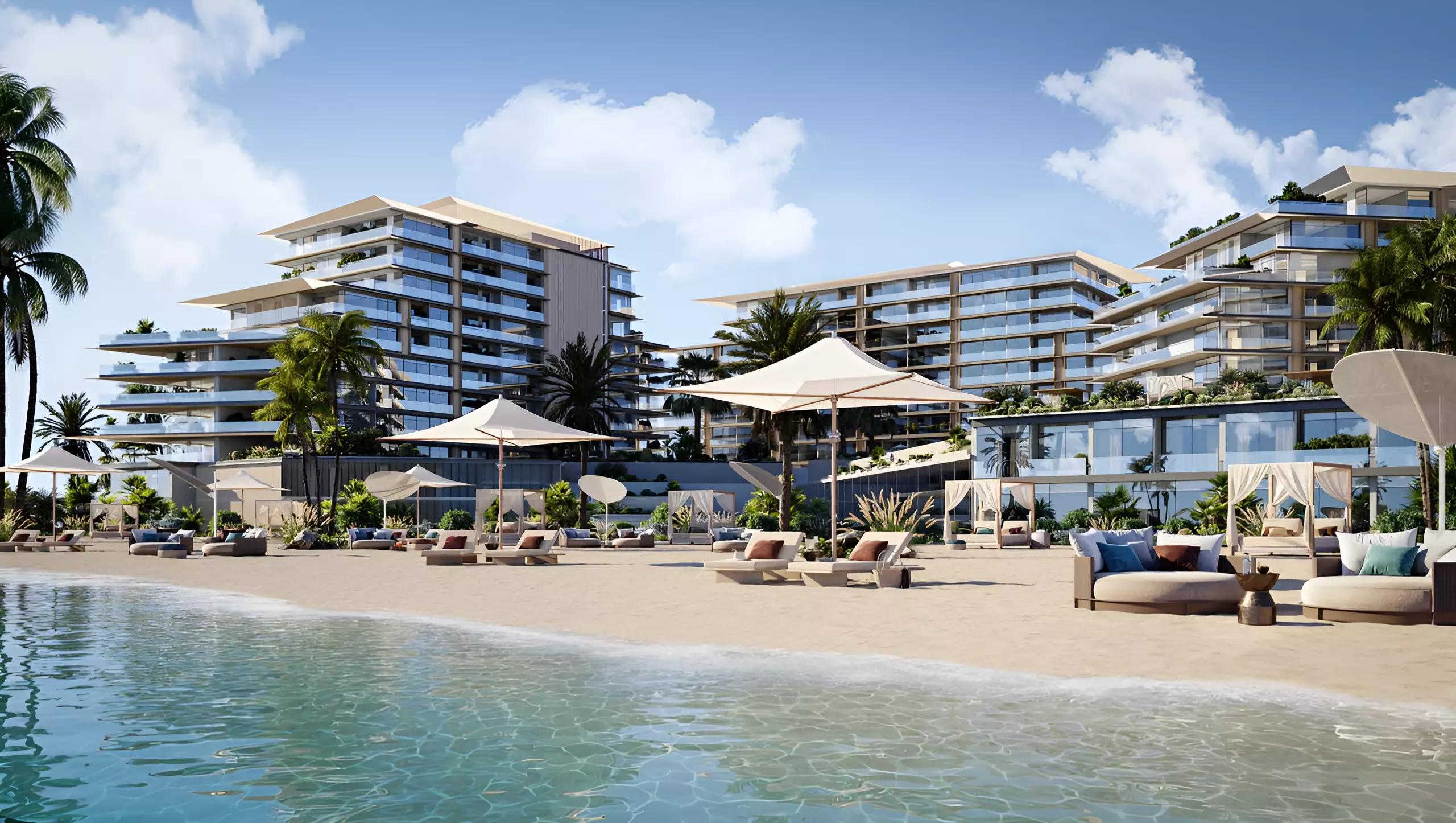 Rixos Hotel and Residences Phase 3 pool area, Dubai Islands
